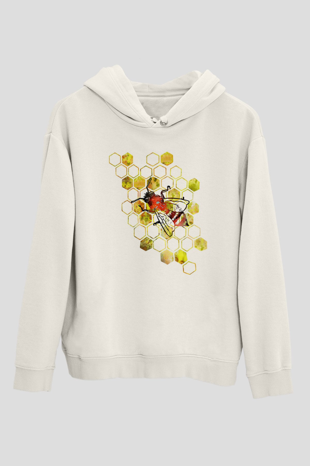 Arıcı Beyaz Unisex Kapüşonlu Sweatshirt