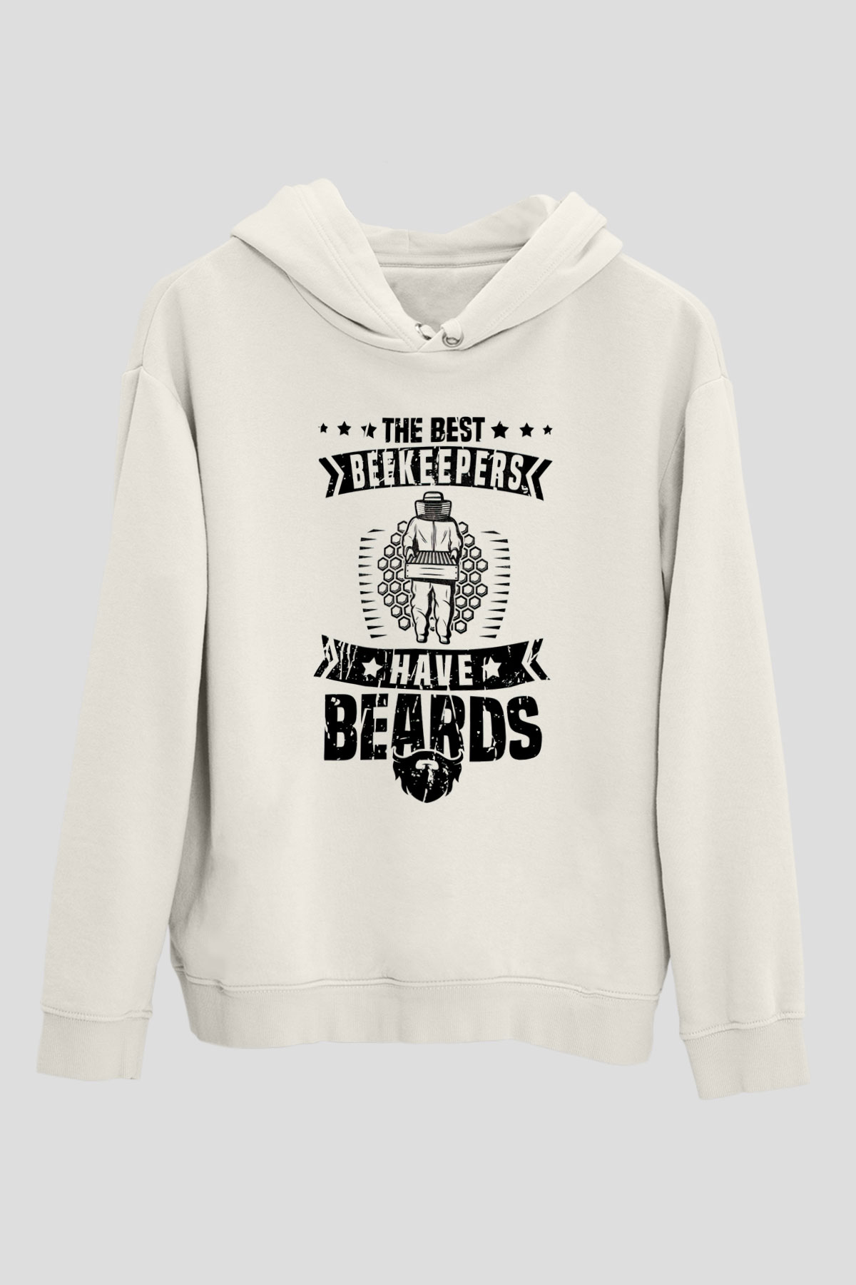 Arıcı Beyaz Unisex Kapüşonlu Sweatshirt