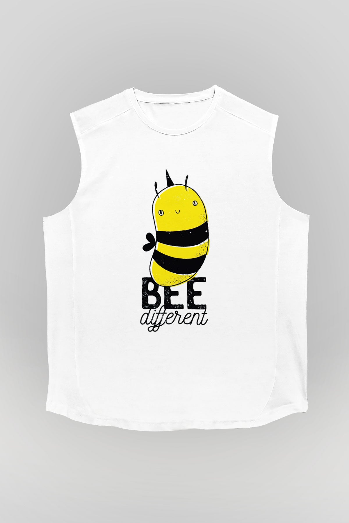 Arıcı Beyaz Unisex Kolsuz Tişört