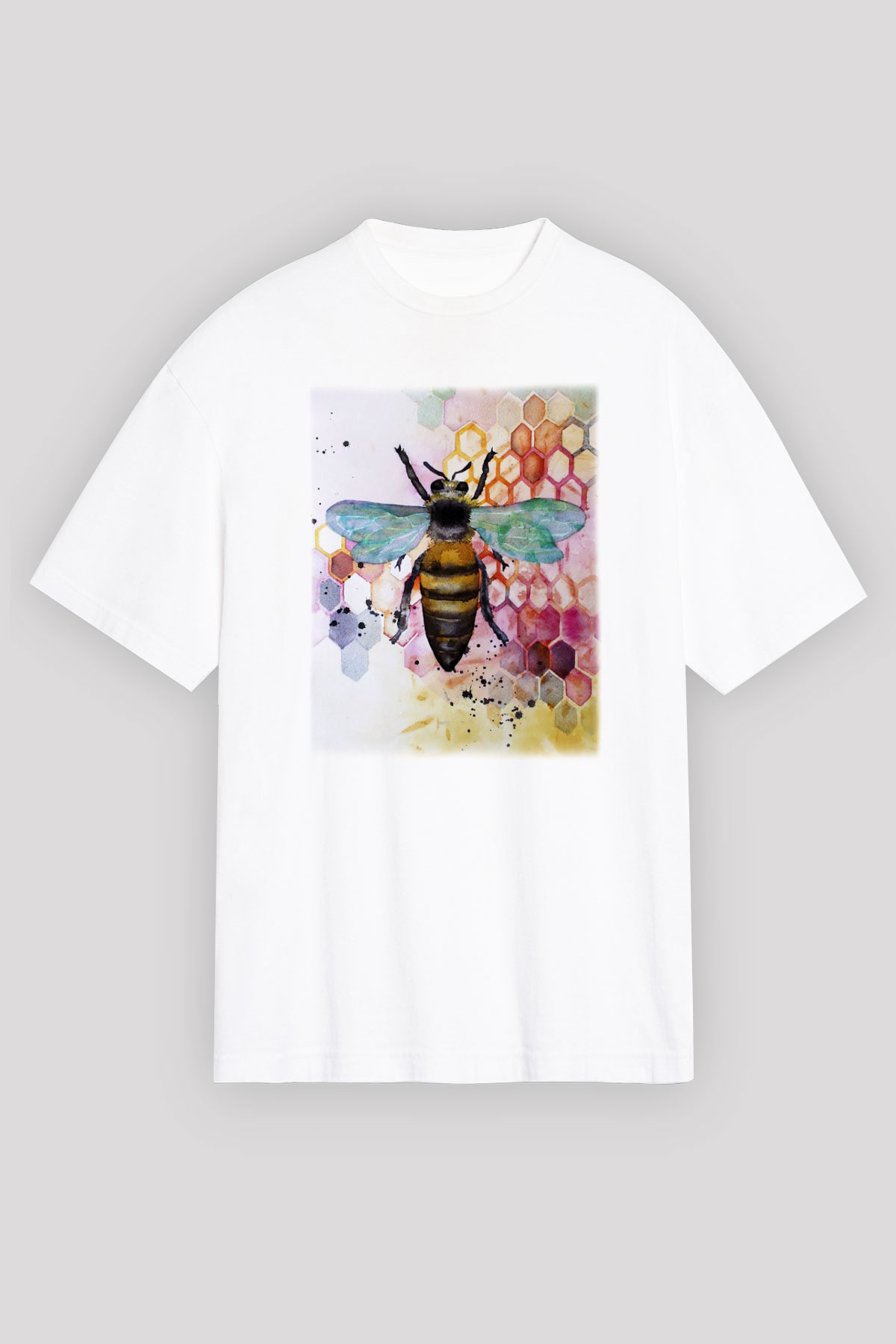 Arıcı Beyaz Unisex Oversize Tişört T-Shirt