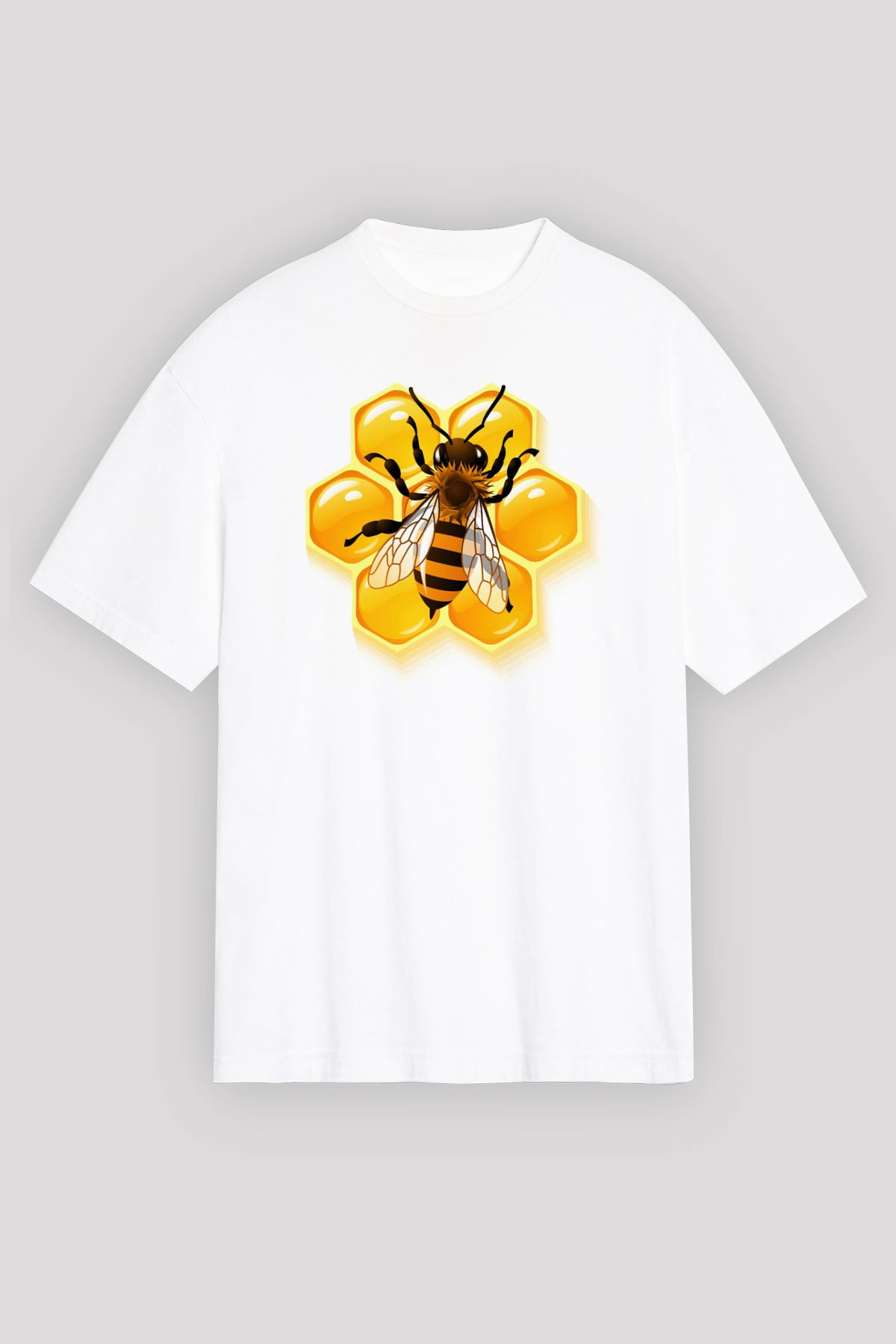 Arıcı Beyaz Unisex Oversize Tişört T-Shirt