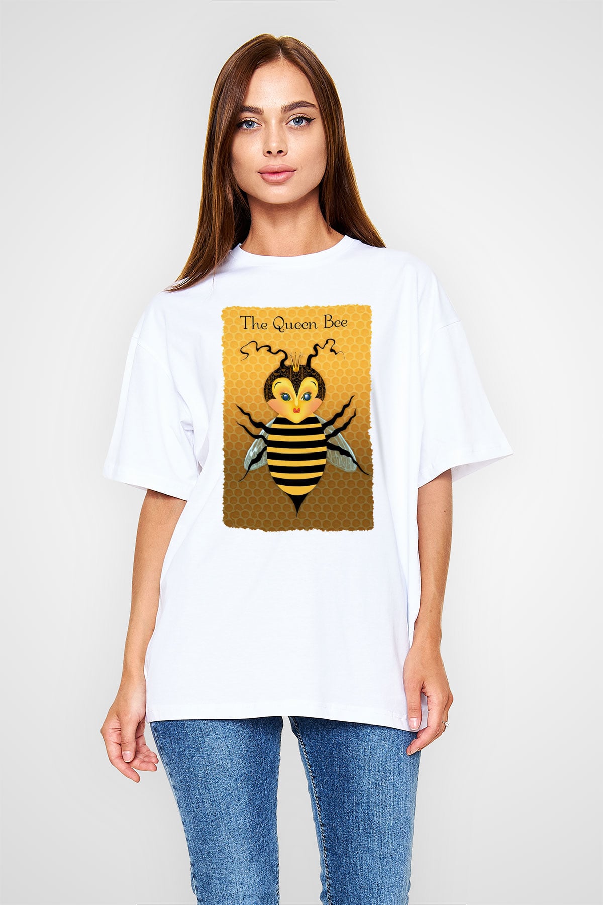 Arıcı Beyaz Unisex Oversize Tişört T-Shirt