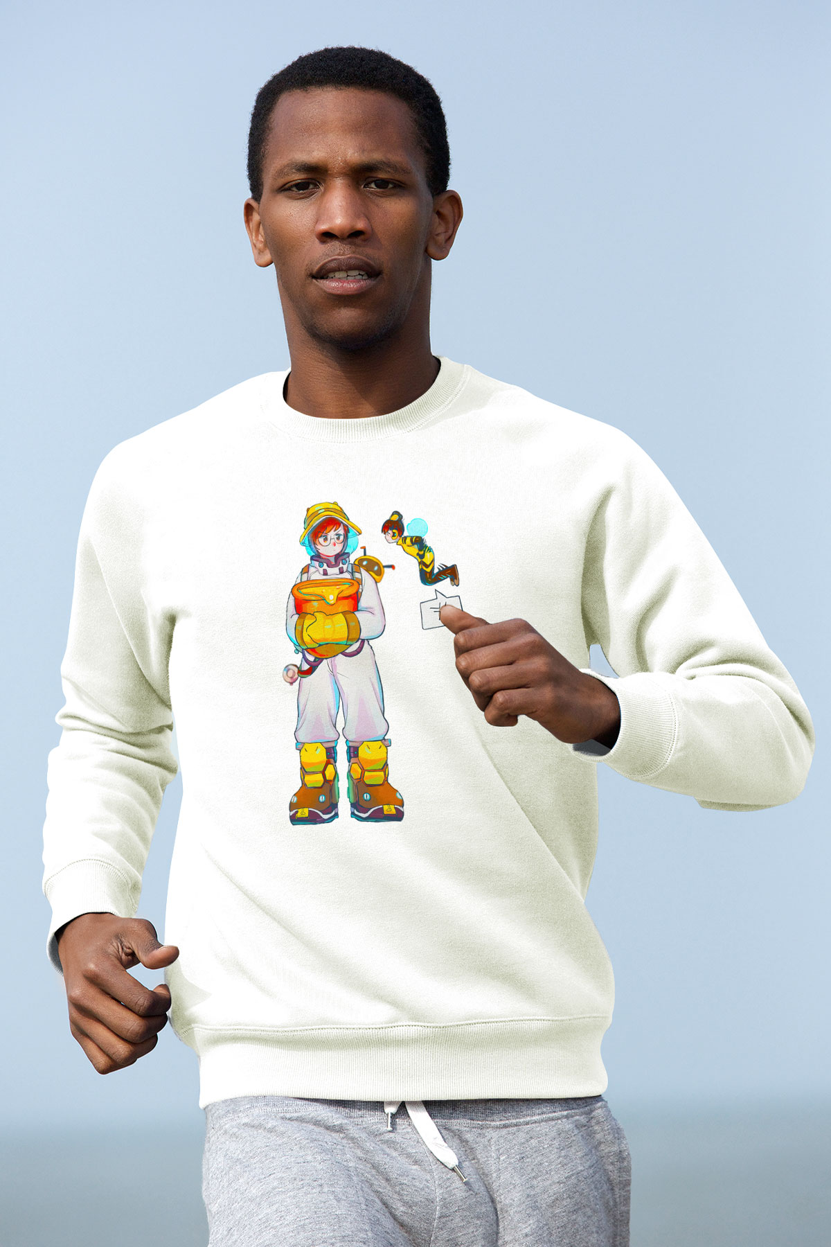 Arıcı Beyaz Unisex Sweatshirt