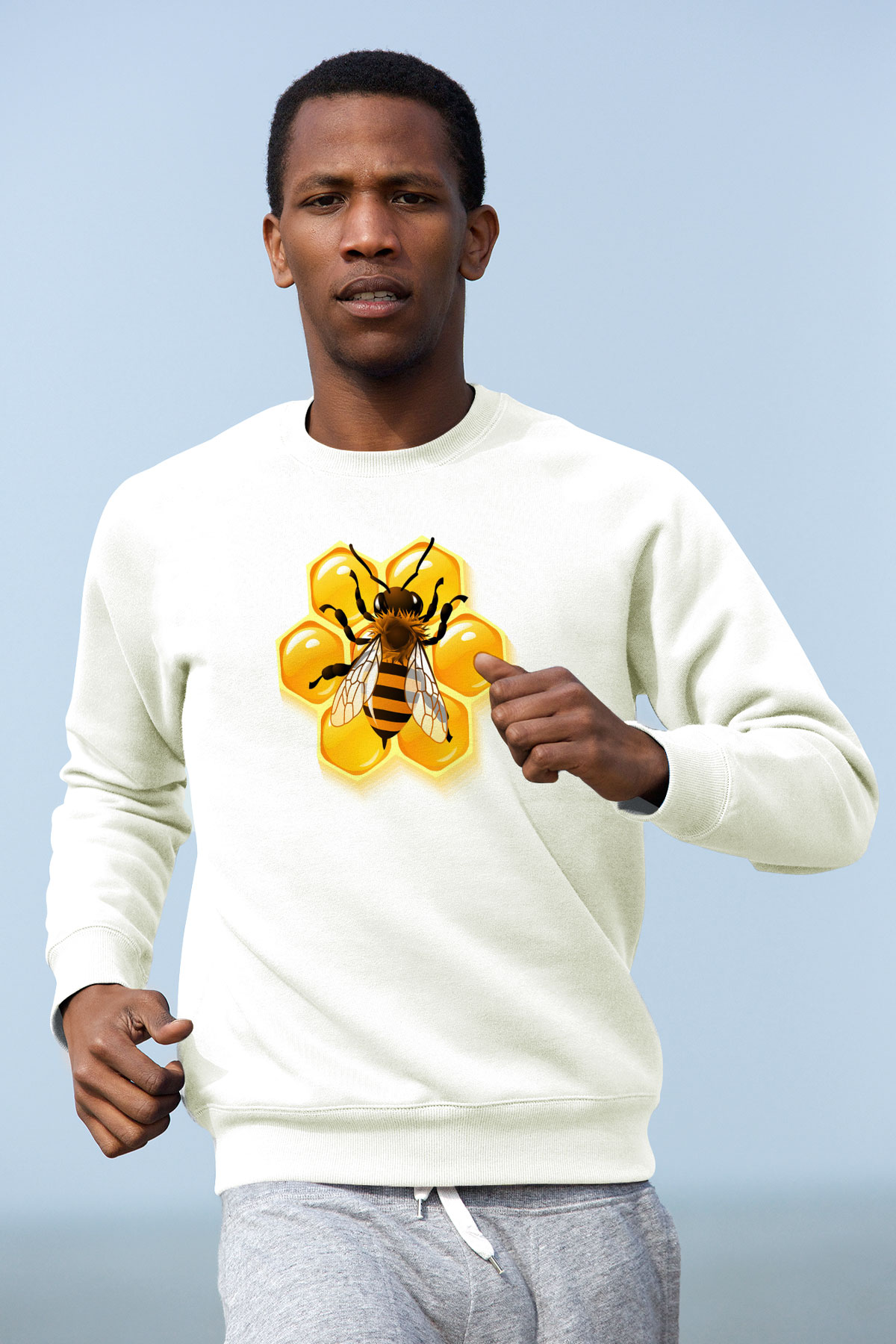 Arıcı Beyaz Unisex Sweatshirt