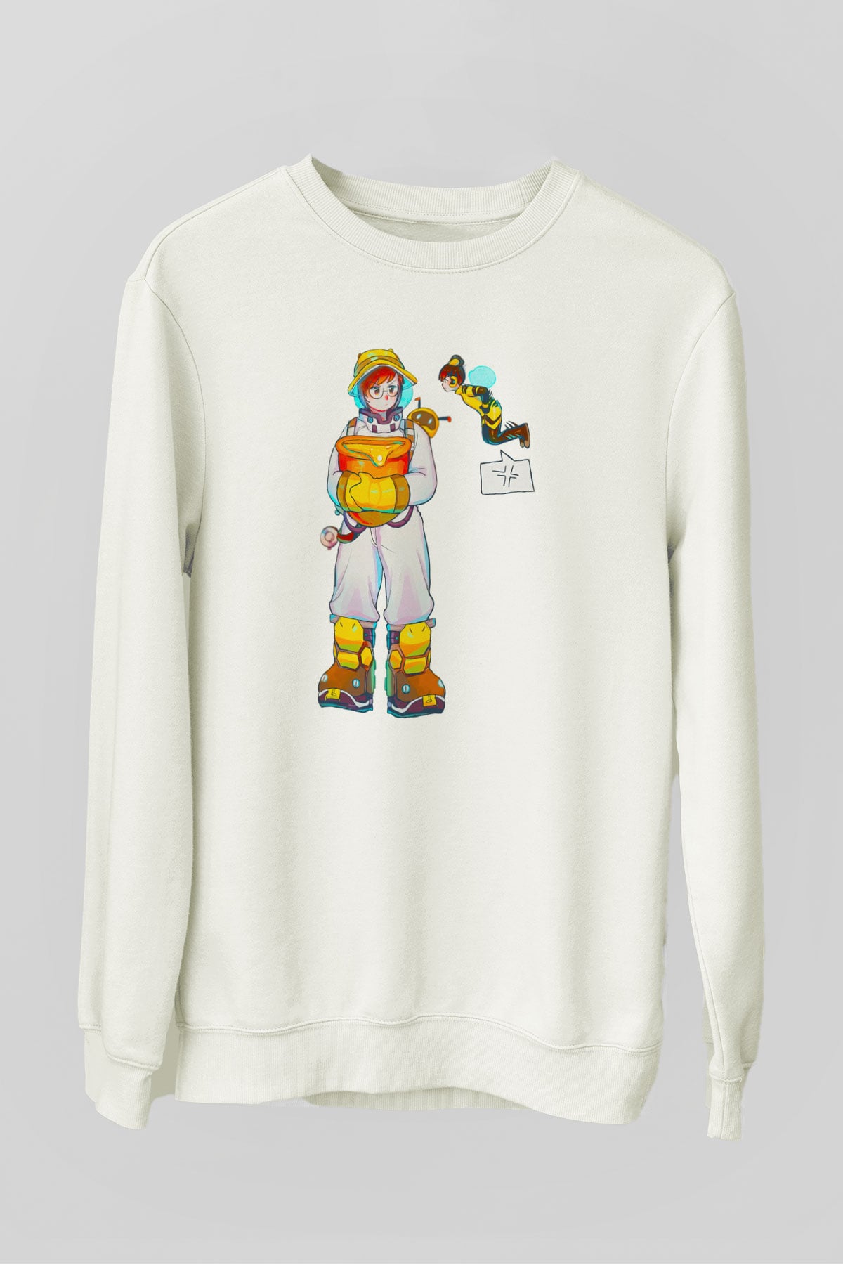 Arıcı Beyaz Unisex Sweatshirt