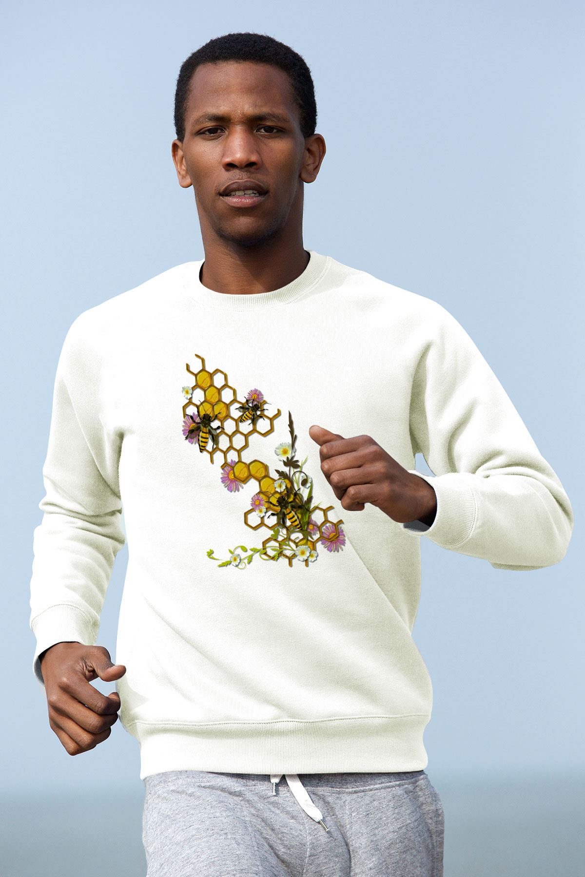 Arıcı Beyaz Unisex Sweatshirt