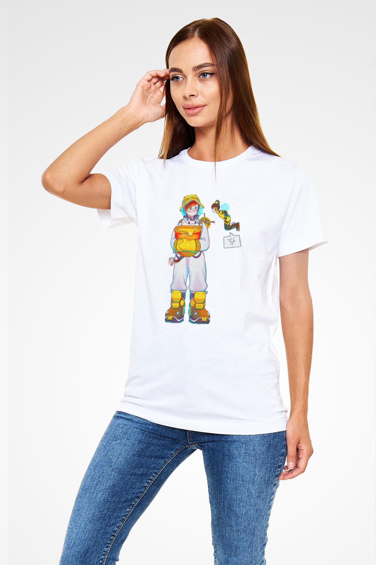 Arıcı Beyaz Unisex Tişört T-Shirt - TişörtFabrikası