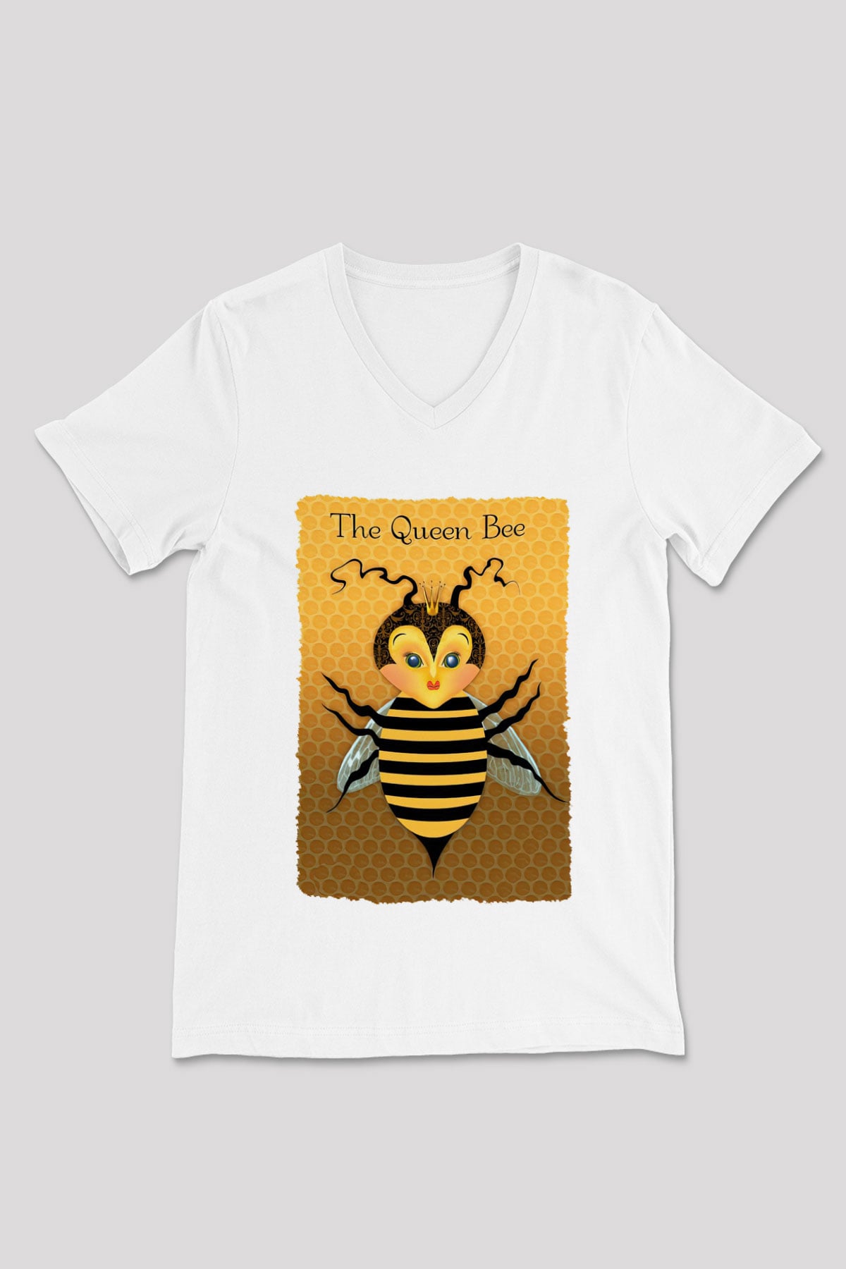 Arıcı Beyaz Unisex V Yaka Tişört T-Shirt