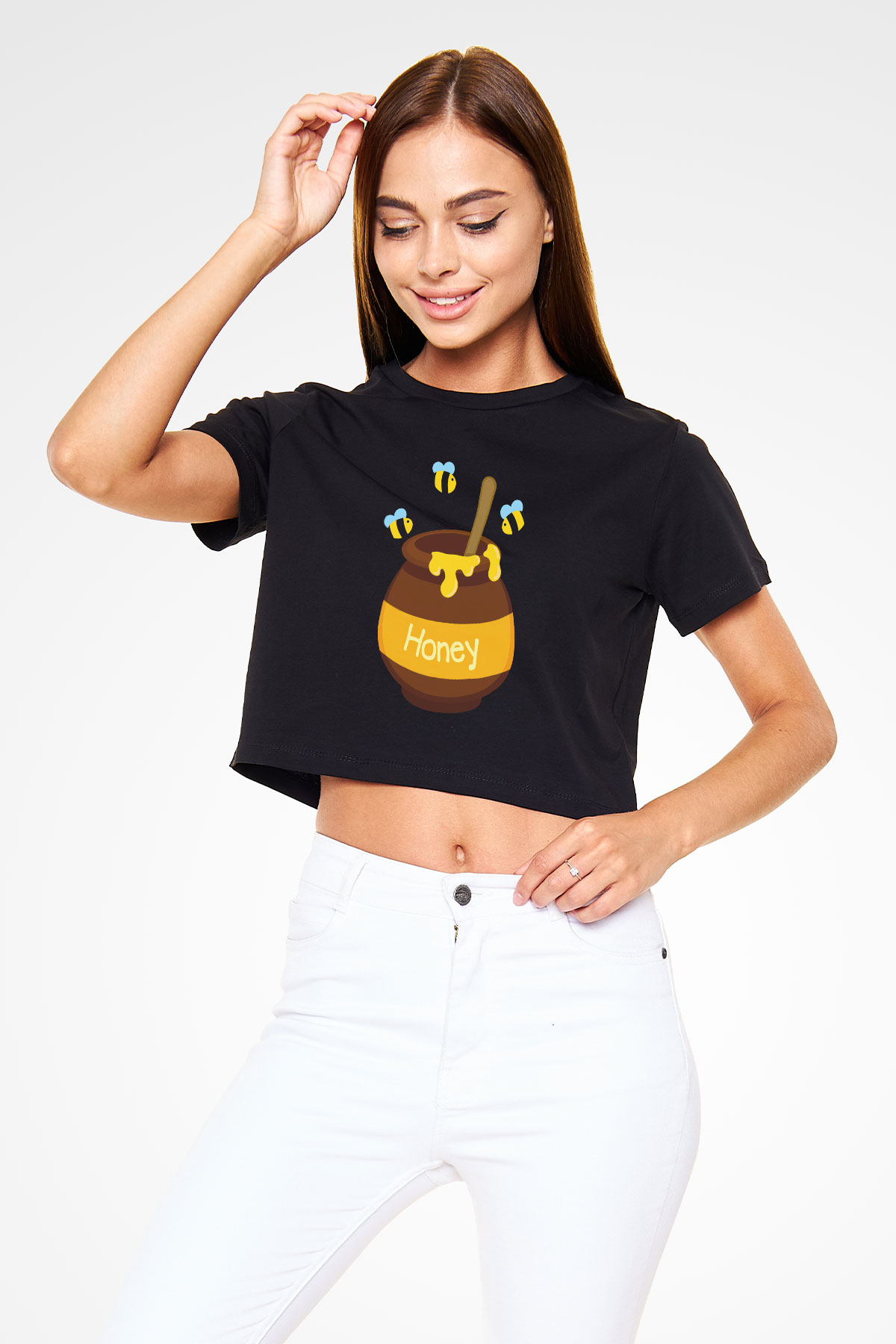 Arıcı Siyah Crop Top Tişört
