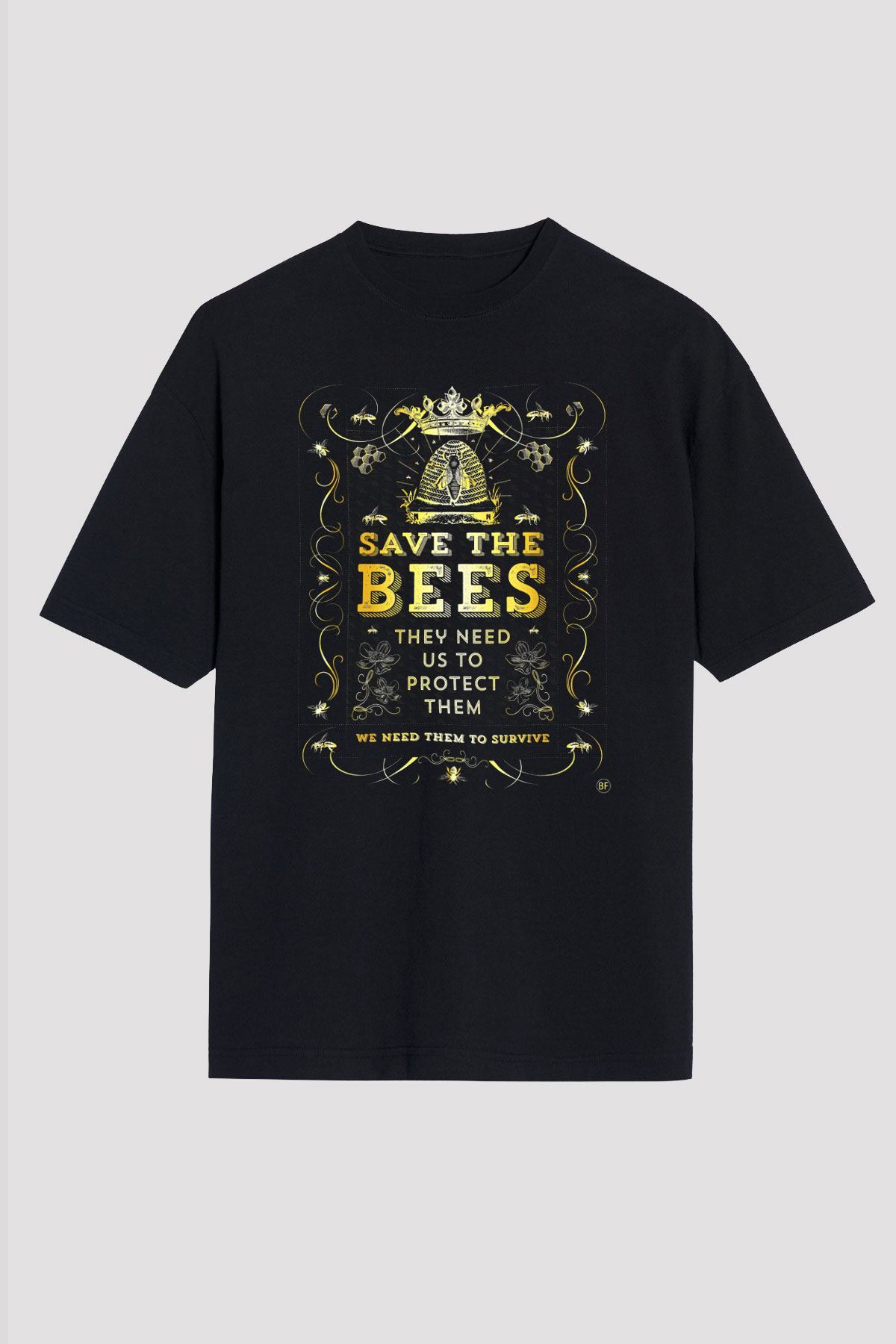 Arıcı Siyah Unisex Oversize Tişört T-Shirt