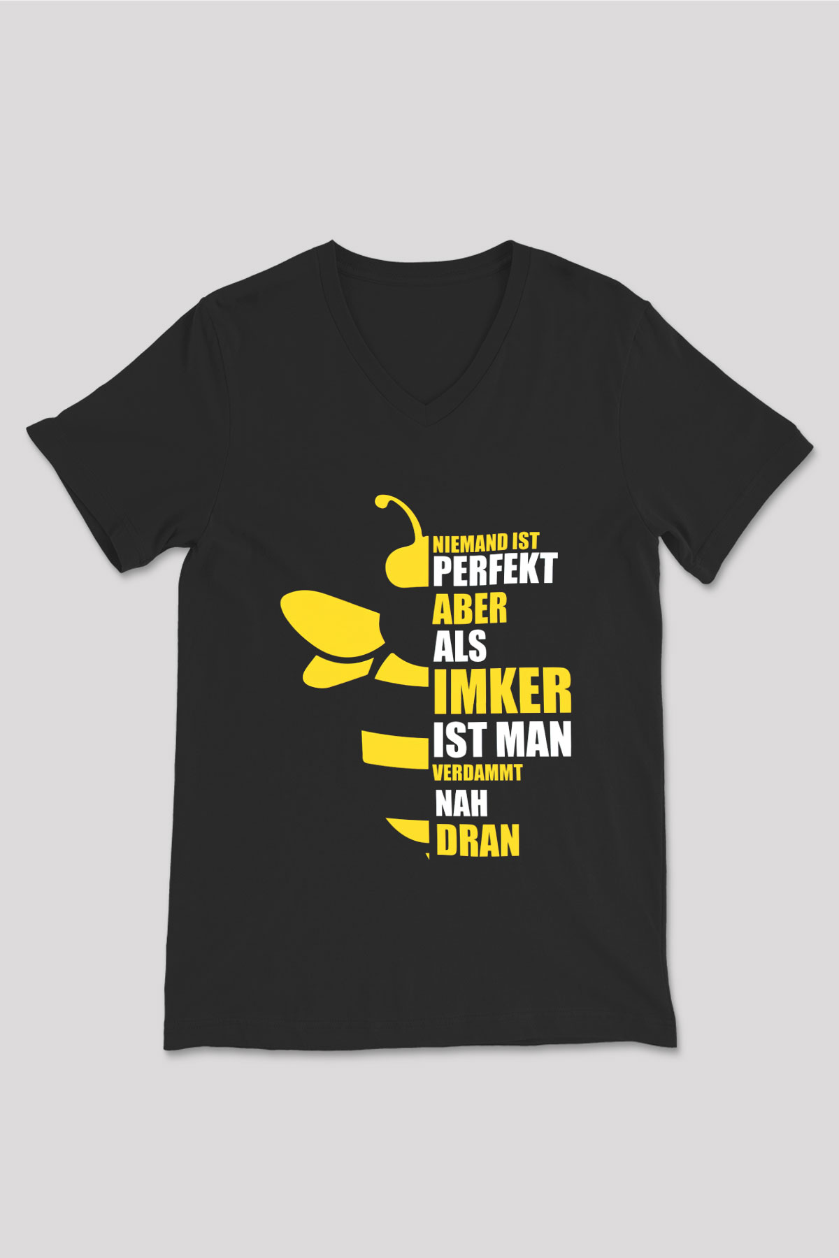 Arıcı Siyah Unisex V Yaka Tişört