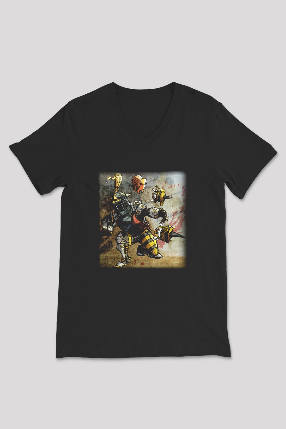 Arıcı Siyah Unisex V Yaka Tişört T-Shirt