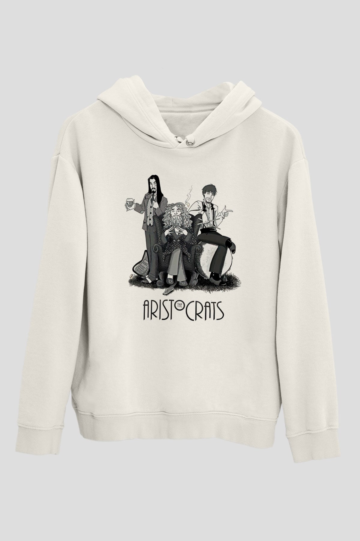 Aristocrats Baskılı Beyaz Unisex Kapüşonlu Sweatshirt