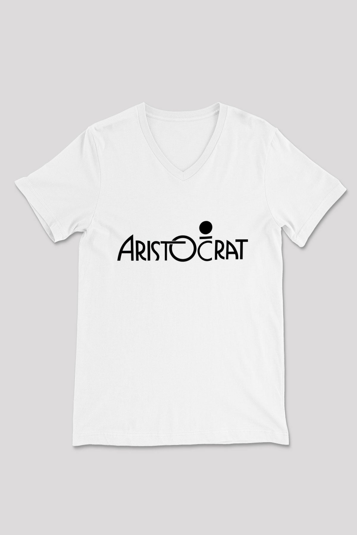 Aristocrats Baskılı Beyaz Unisex V Yaka Tişört - Tshirt