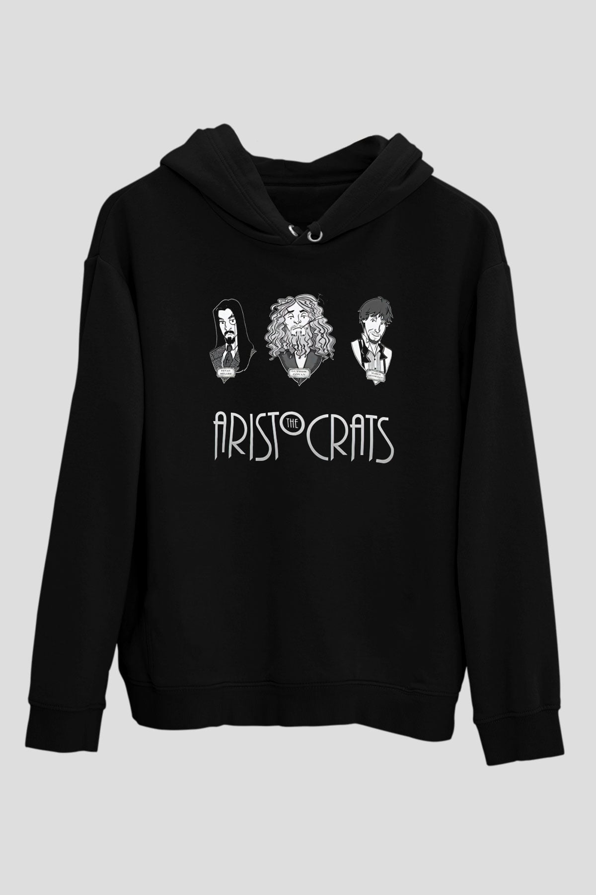 Aristocrats Baskılı Unisex Siyah Kapüşonlu Sweatshirt
