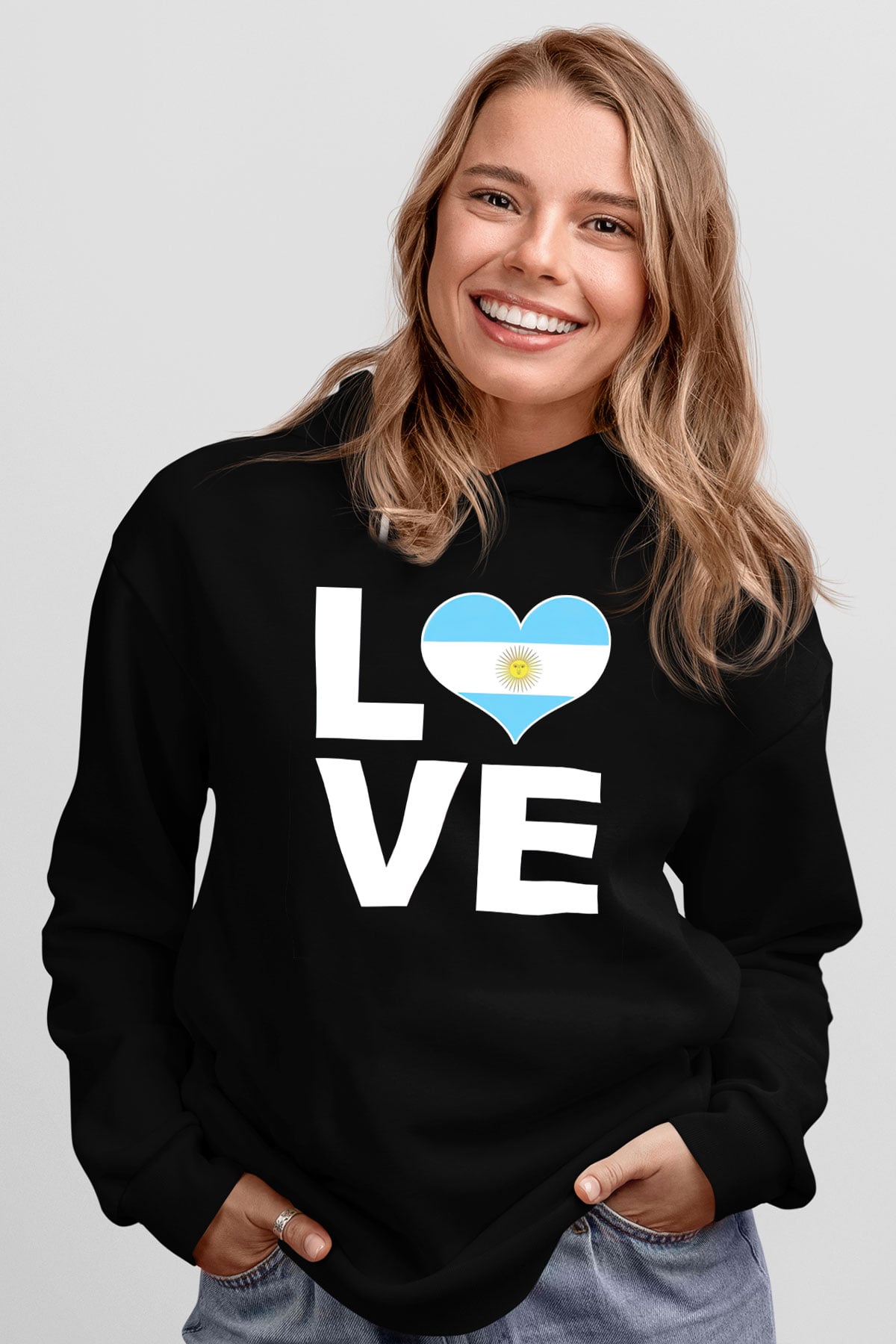 Arjantin Siyah Unisex Hoodie