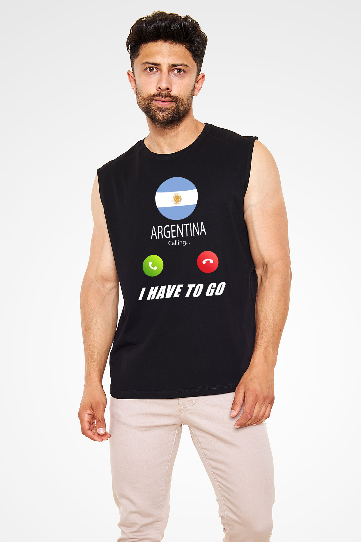 Arjantin Siyah Unisex Kolsuz Tişört