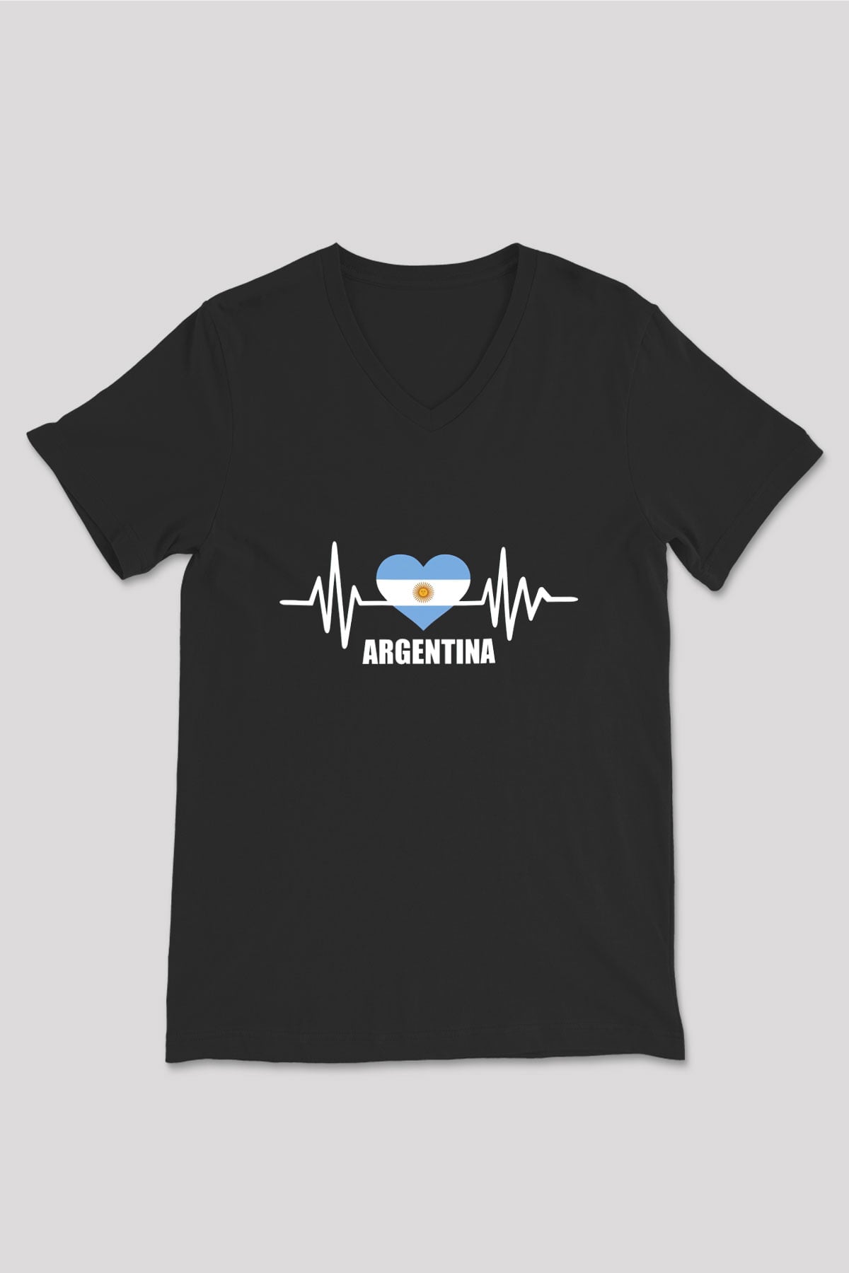 Arjantin Siyah Unisex V Yaka Tişört