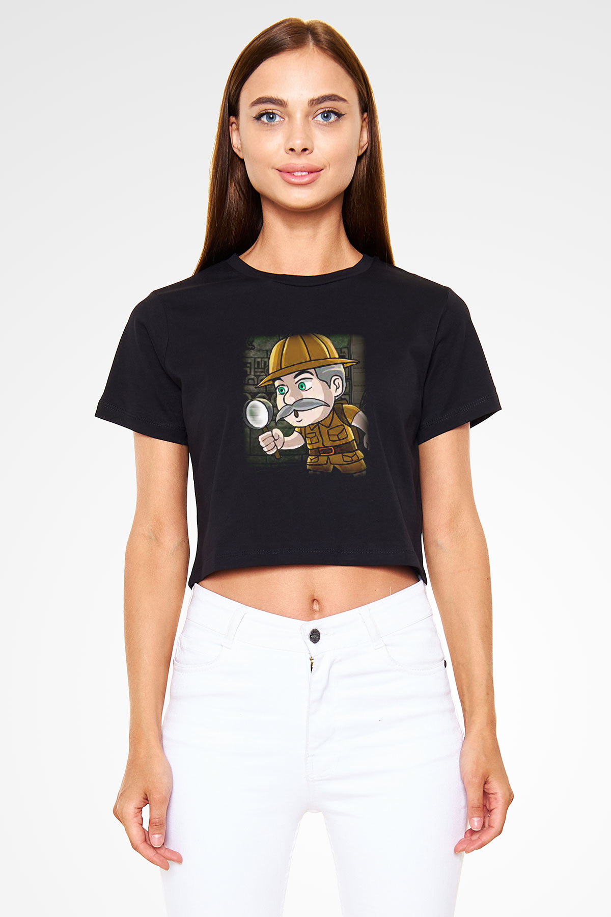 Arkeolog Siyah Crop Top Tişört