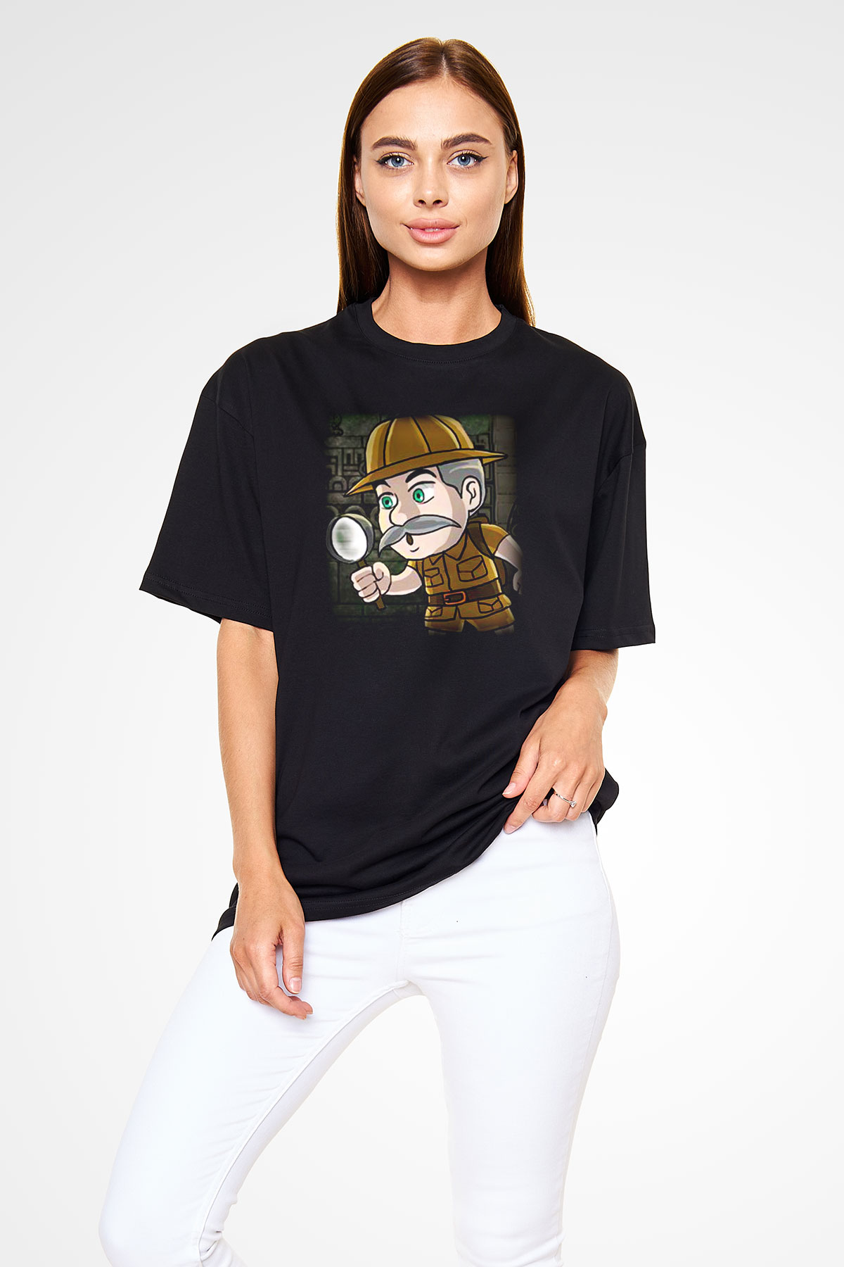 Arkeolog Siyah Unisex Oversize Tişört T-Shirt