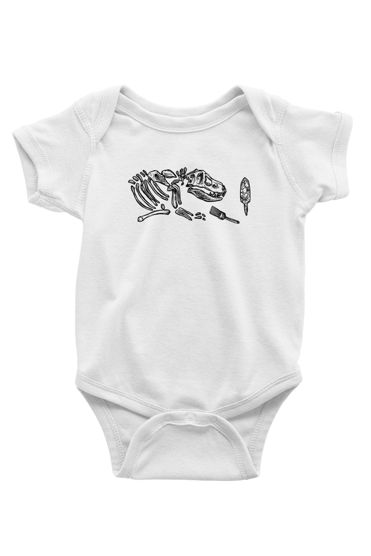 Arkeoloji Dinazor Baskılı Unisex Beyaz Bebek Body - Zıbın