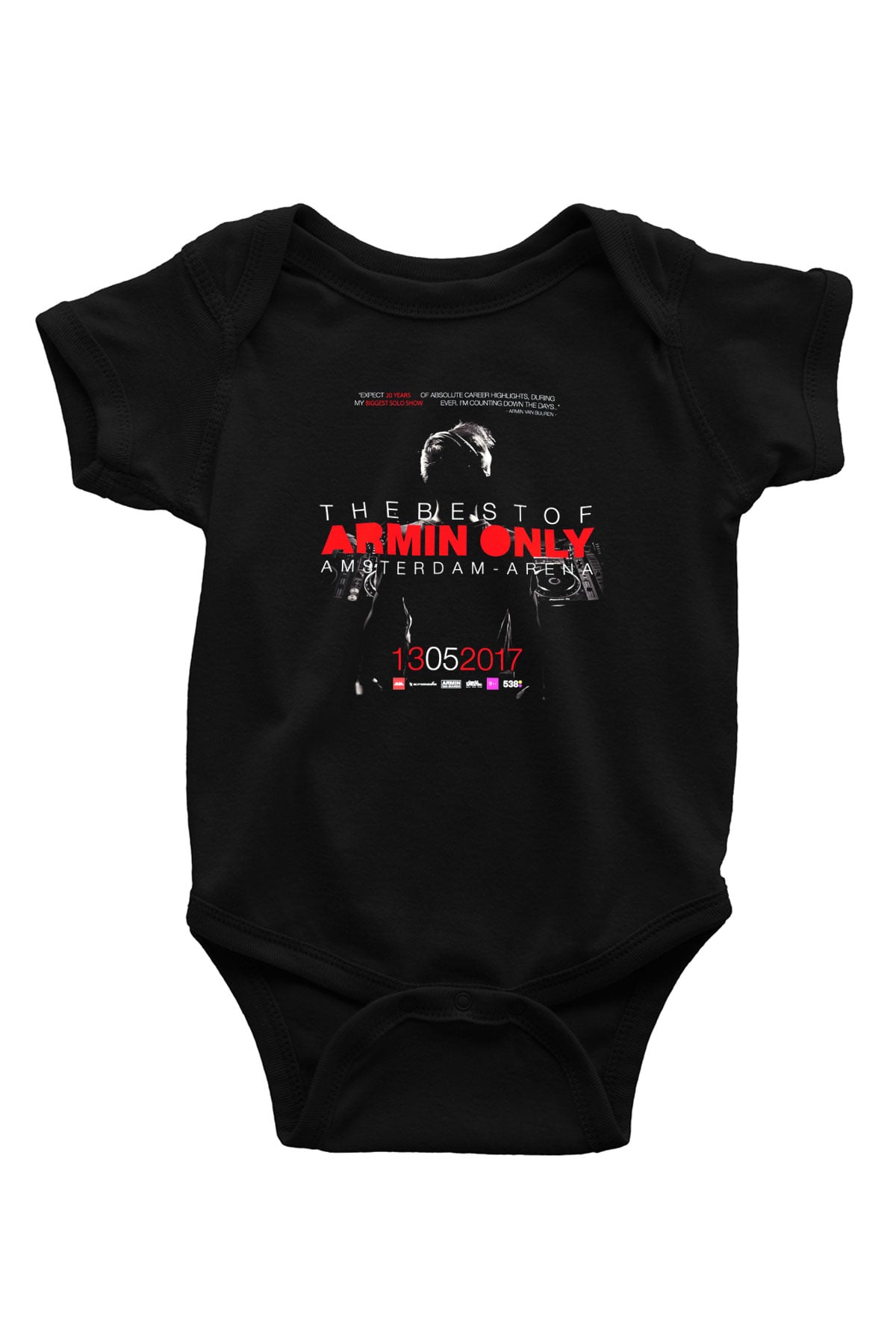 Armin Van Buuren Baskılı Siyah Bebek Body - Zıbın