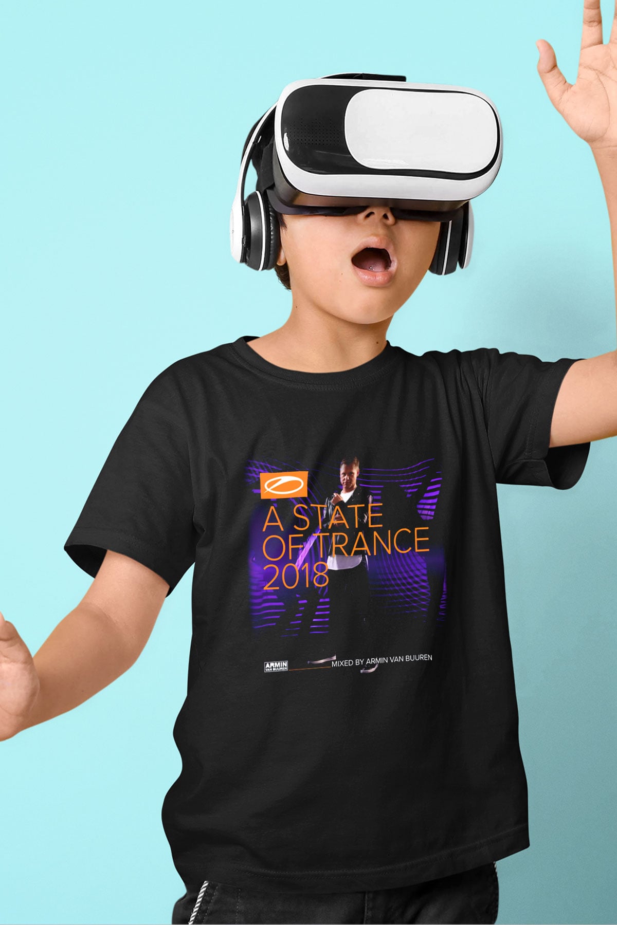 Armin Van Buuren Baskılı Siyah Unisex Çocuk Tişört