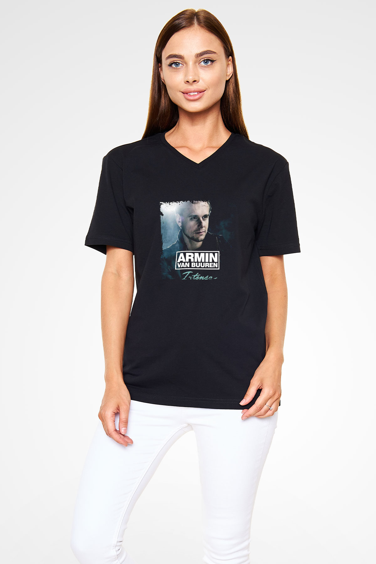 Armin Van Buuren Baskılı Unisex Siyah V Yaka Tişört