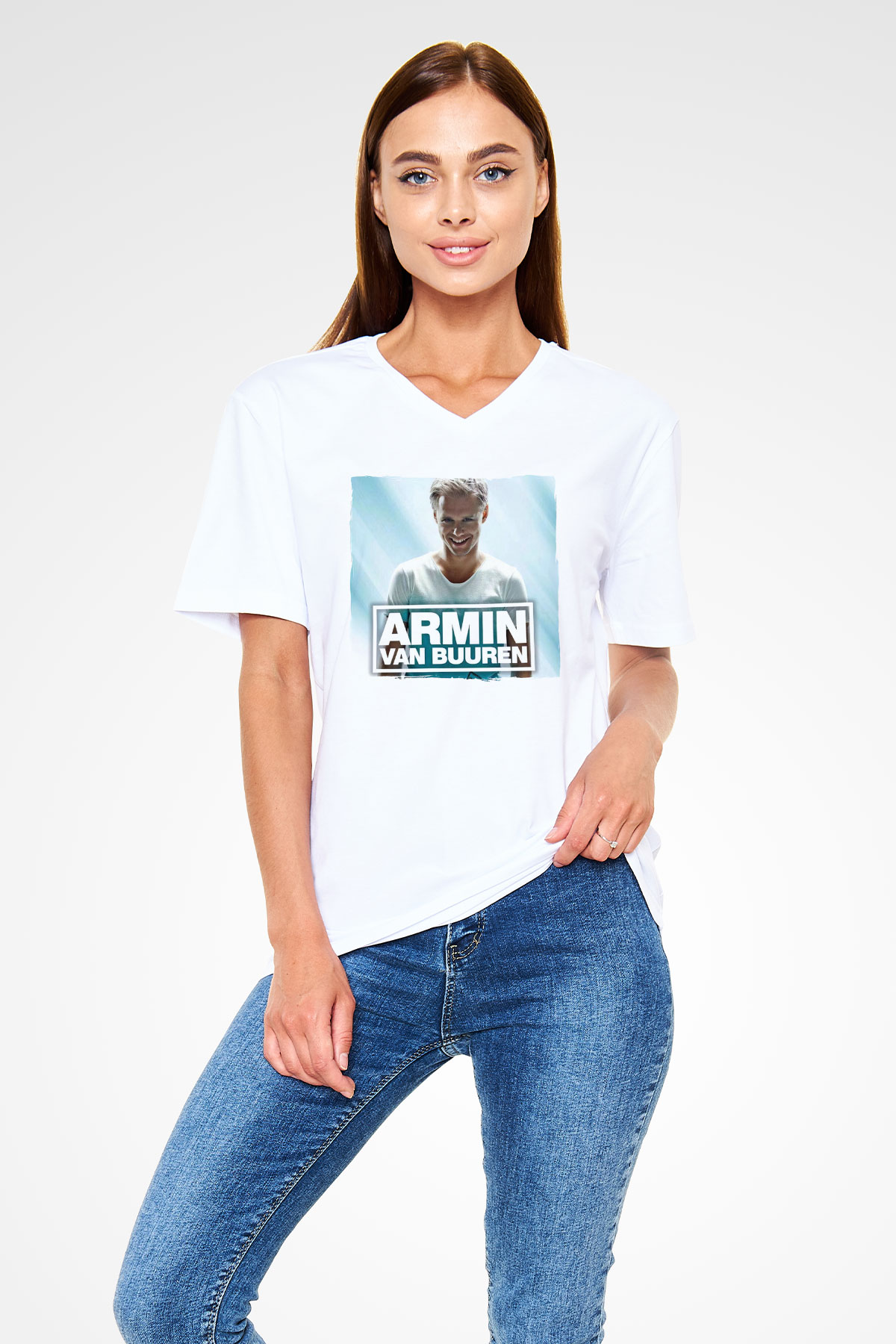 Armin Van Buuren Beyaz Unisex V Yaka Tişört