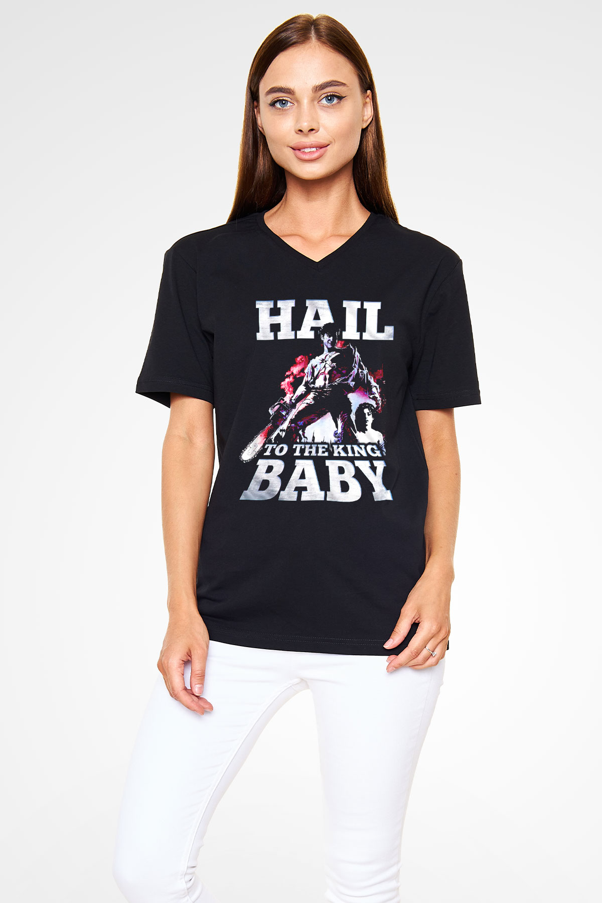 Army of Darkness Siyah Unisex  V Yaka Tişört