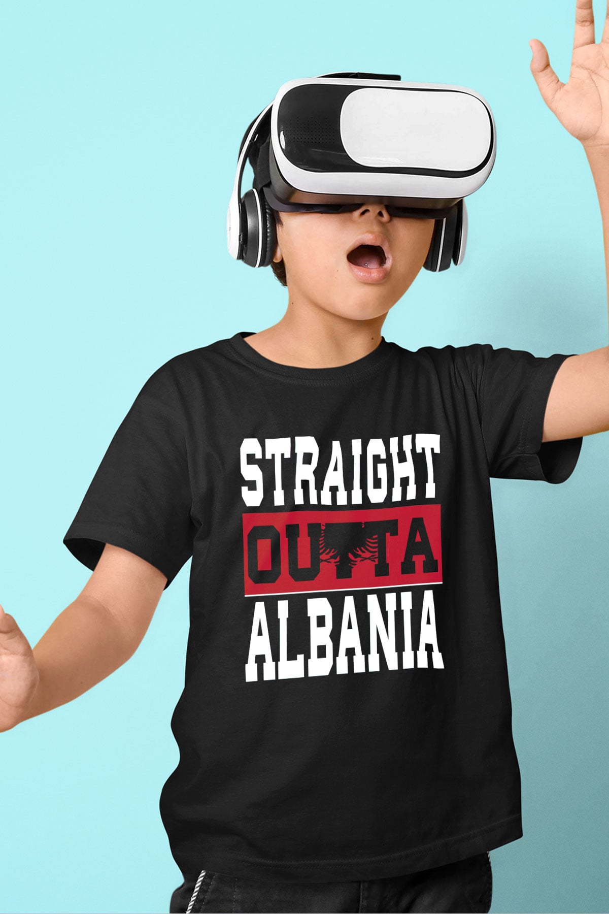 Arnavutluk Siyah Unisex Çocuk Tişört