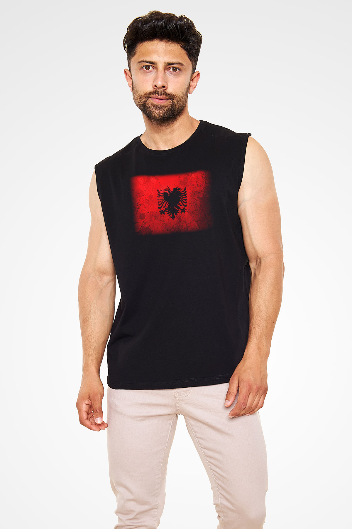 Arnavutluk Siyah Unisex Kolsuz Tişört