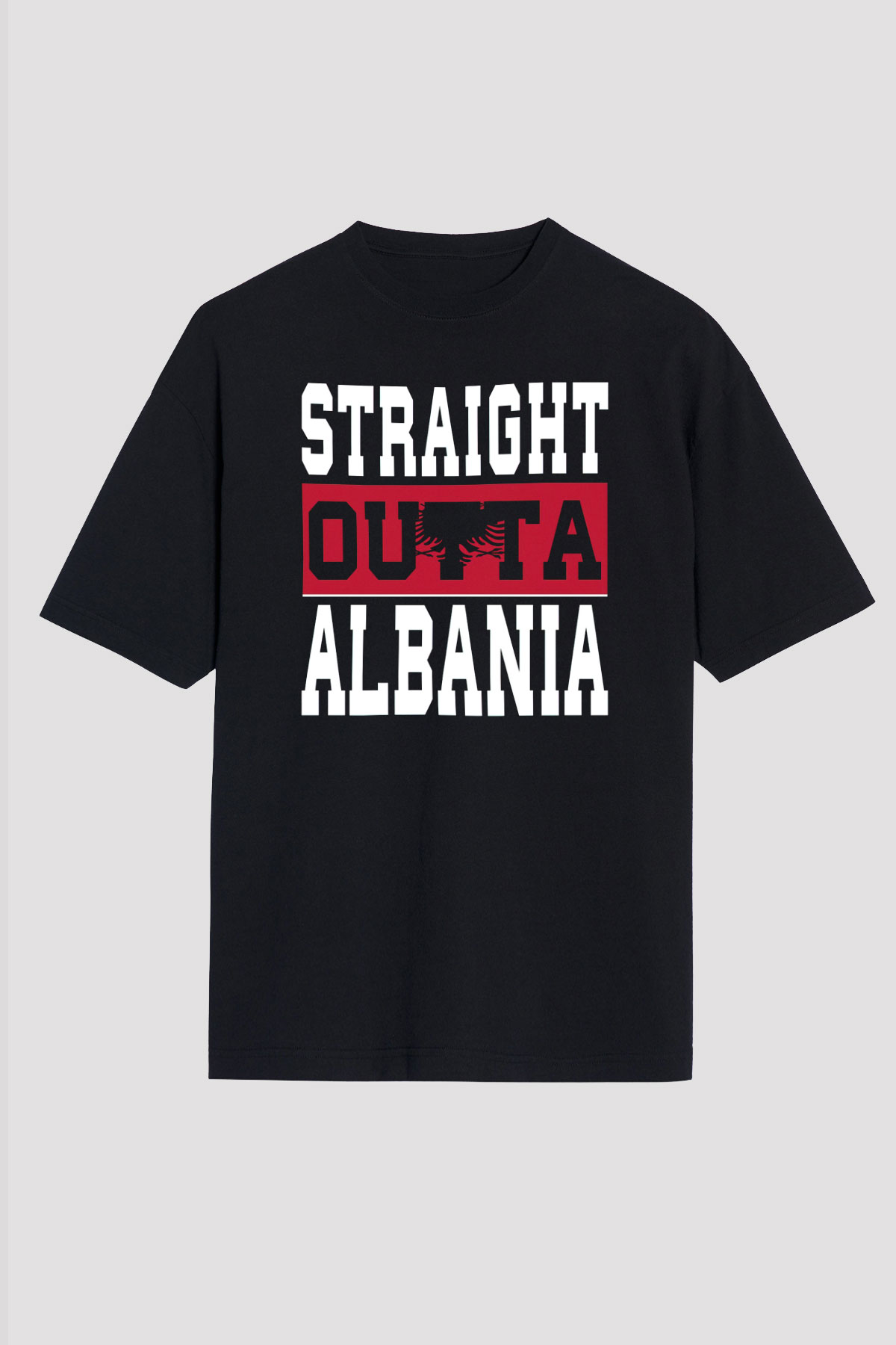 Arnavutluk Siyah Unisex Tişört T-Shirt - TişörtFabrikası