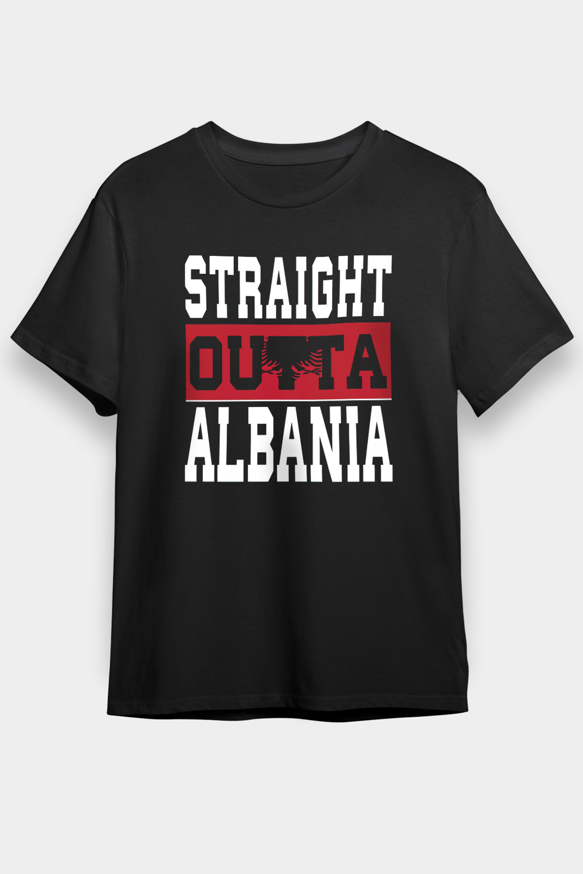 Arnavutluk Siyah Unisex Tişört T-Shirt - TişörtFabrikası