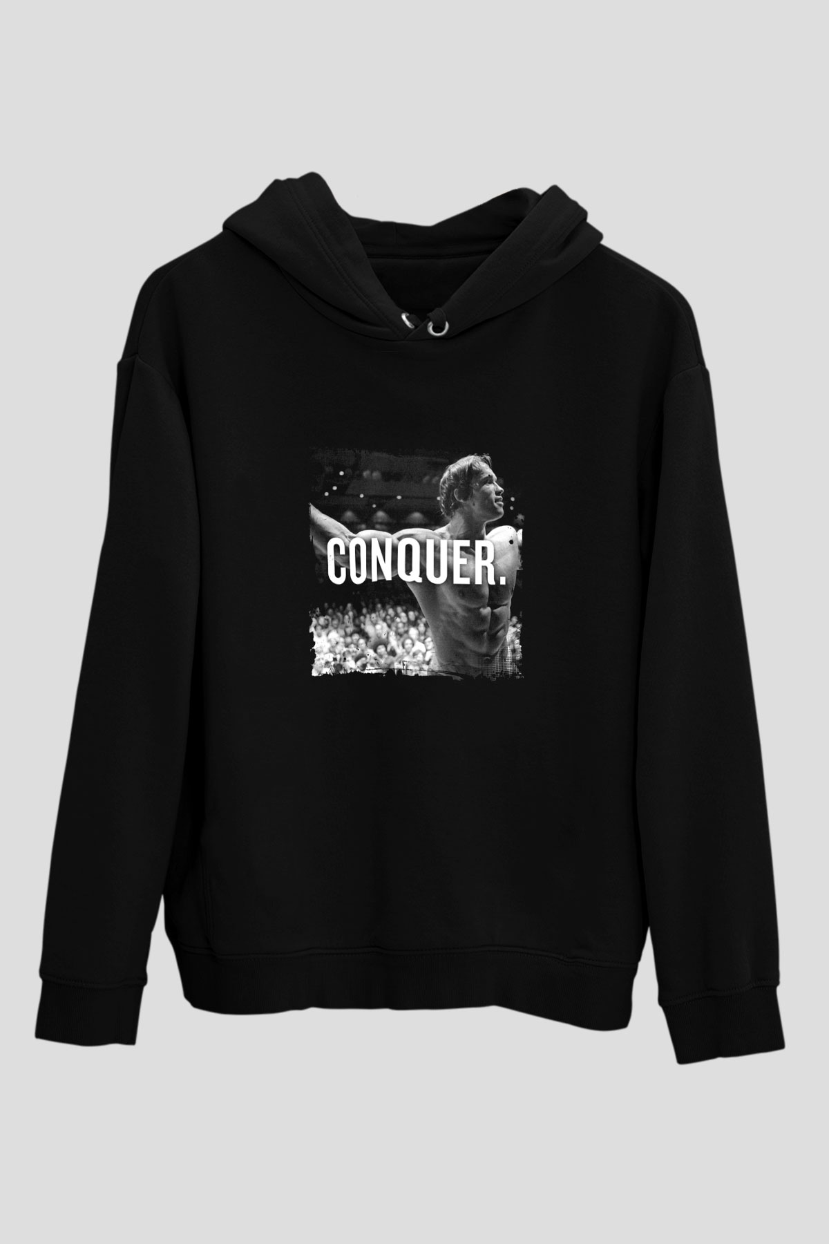 Arnold Schwarzenegger Baskılı Unisex Siyah Hoodie