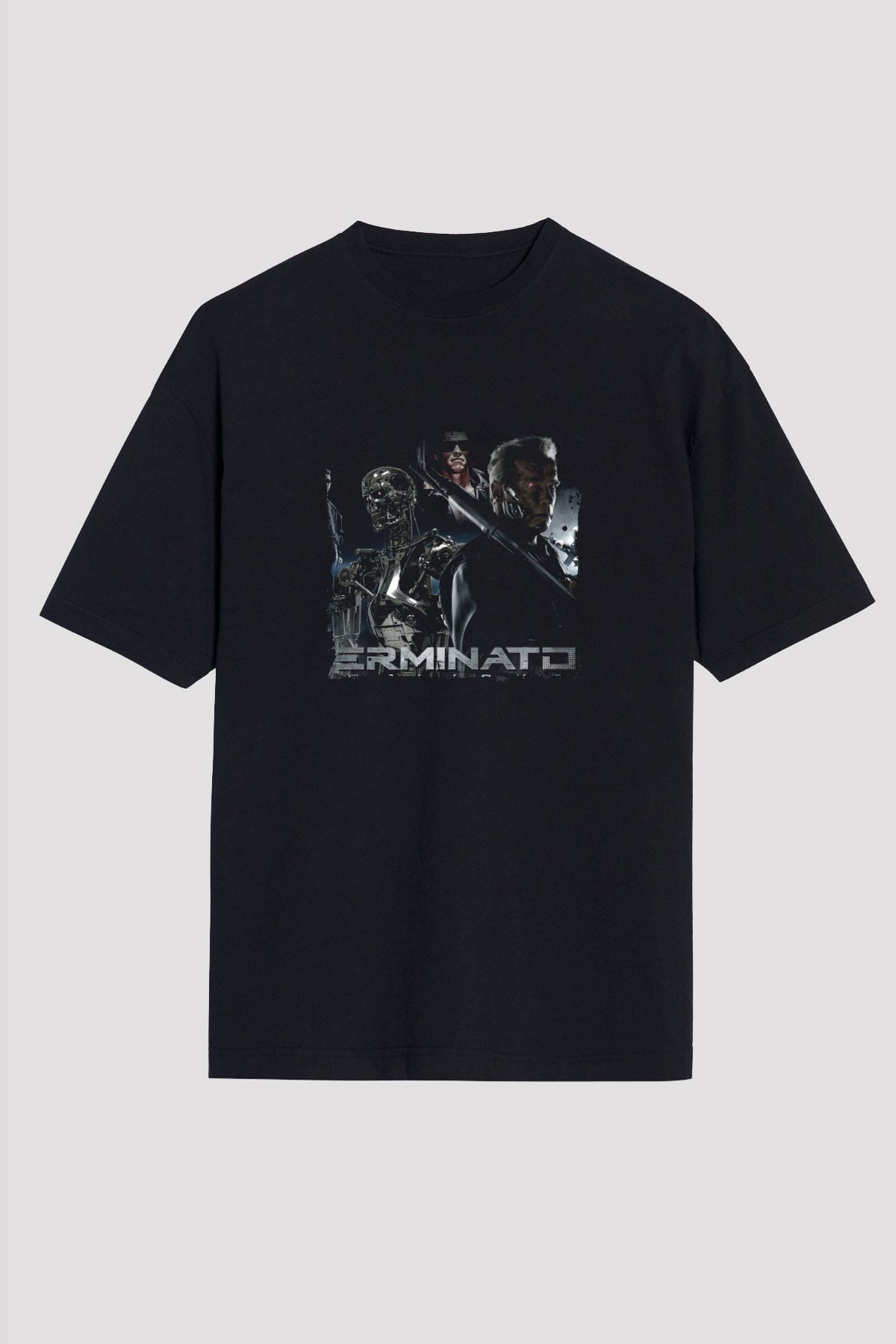 Arnold Schwarzenegger Baskılı Unisex Siyah Oversize Tişört
