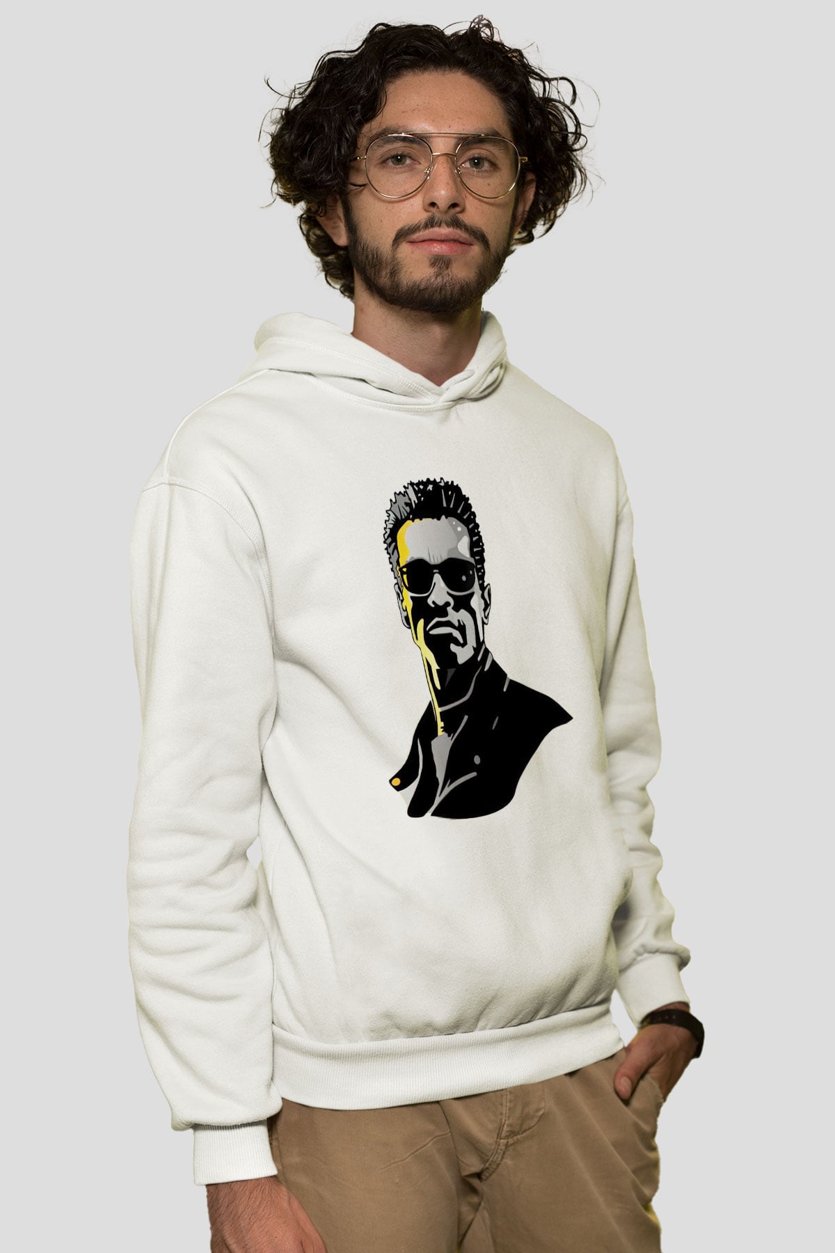 Arnold Schwarzenegger Beyaz Unisex Kapüşonlu Sweatshirt