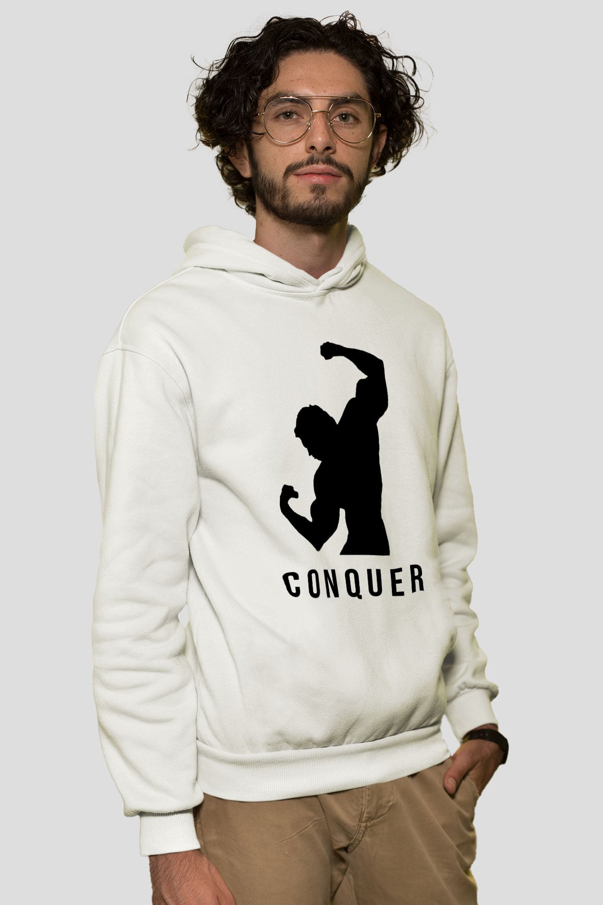 Arnold Schwarzenegger Beyaz Unisex Kapşonlu Sweatshirt