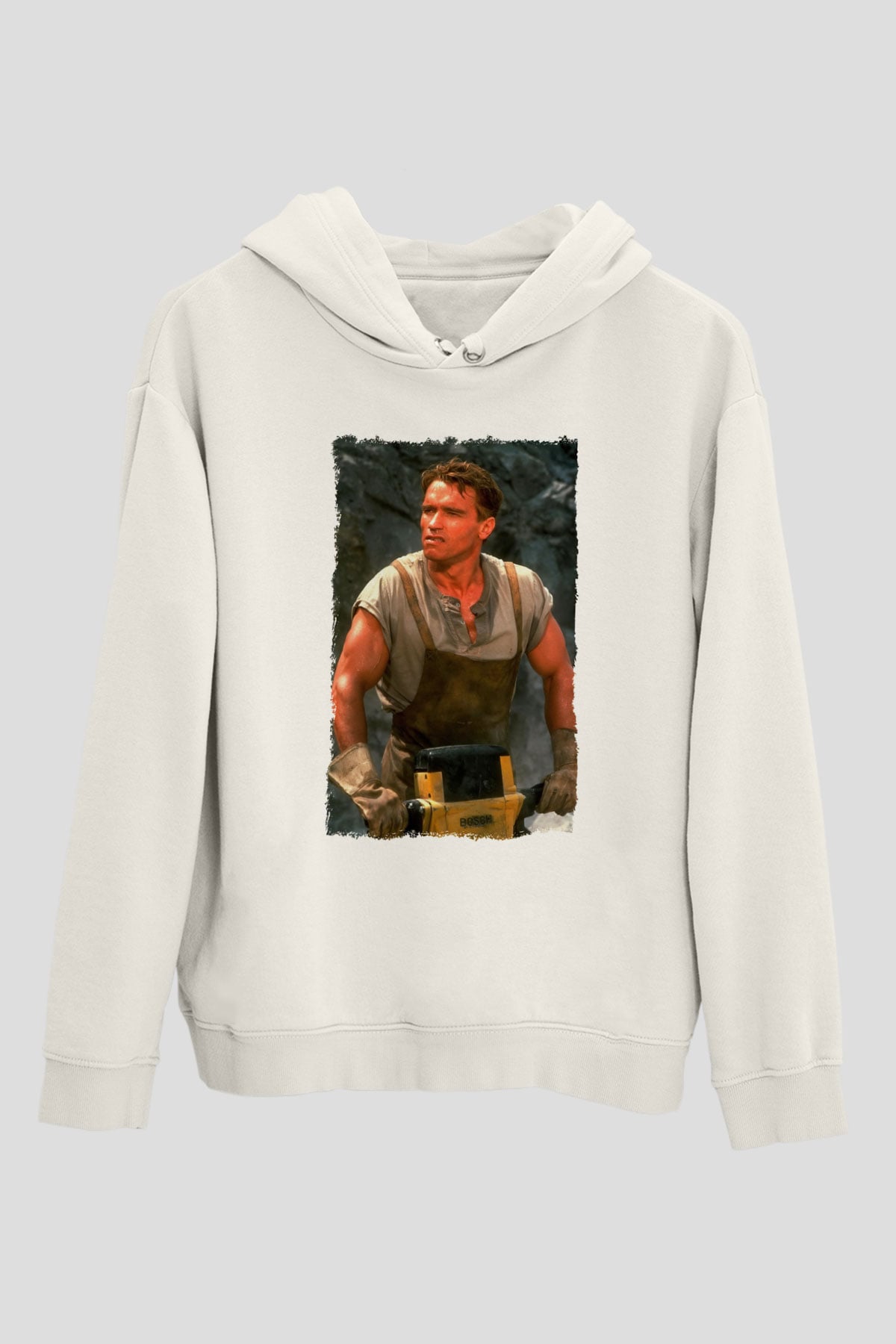 Arnold Schwarzenegger Beyaz Unisex Kapüşonlu Sweatshirt