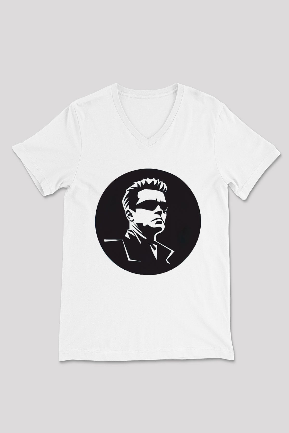 Arnold Schwarzenegger Beyaz Unisex V Yaka Tişört