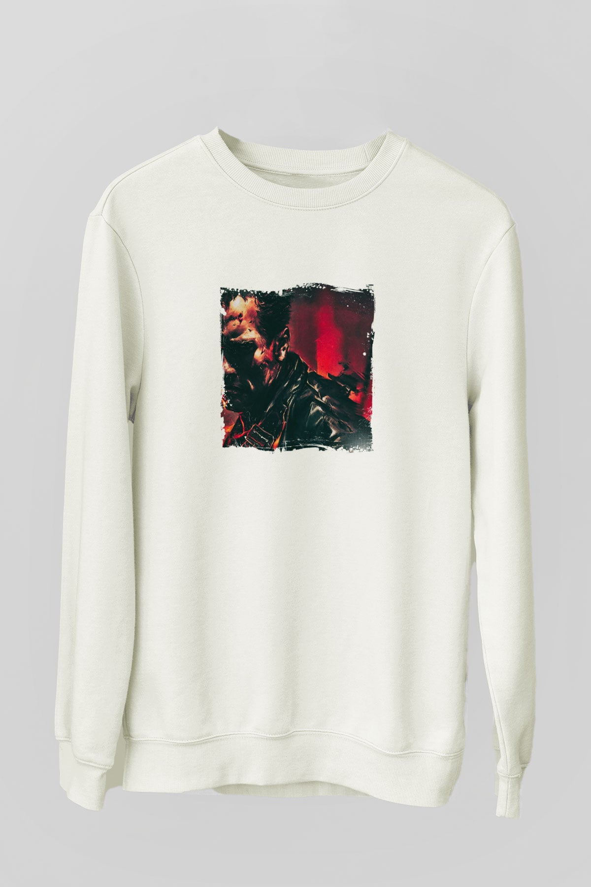 Arnold Schwarzenegger Unisex Baskılı Beyaz Sweatshirt
