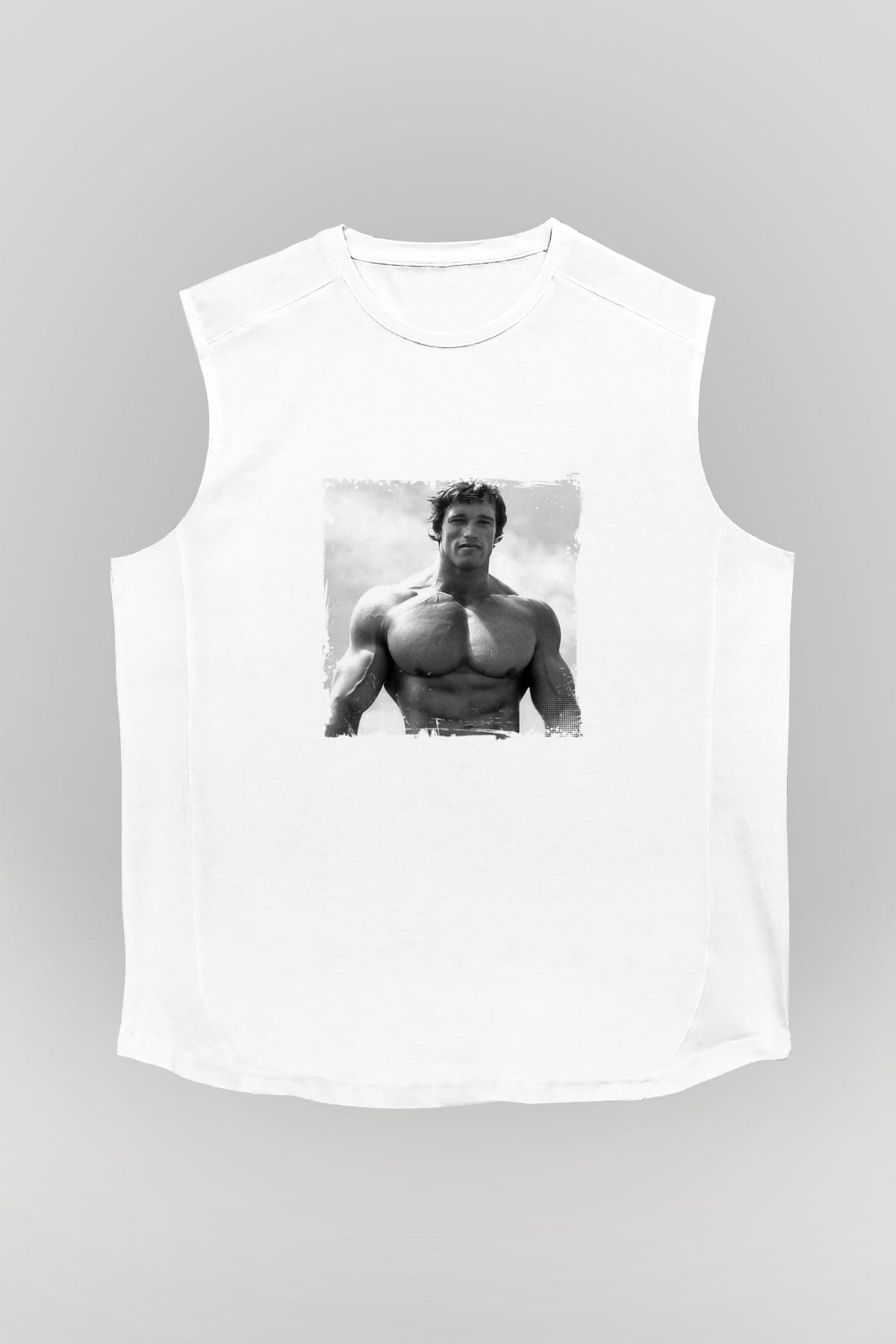 Arnold Schwarzenegger Unisex Baskılı Beyaz Kolsuz Tişört