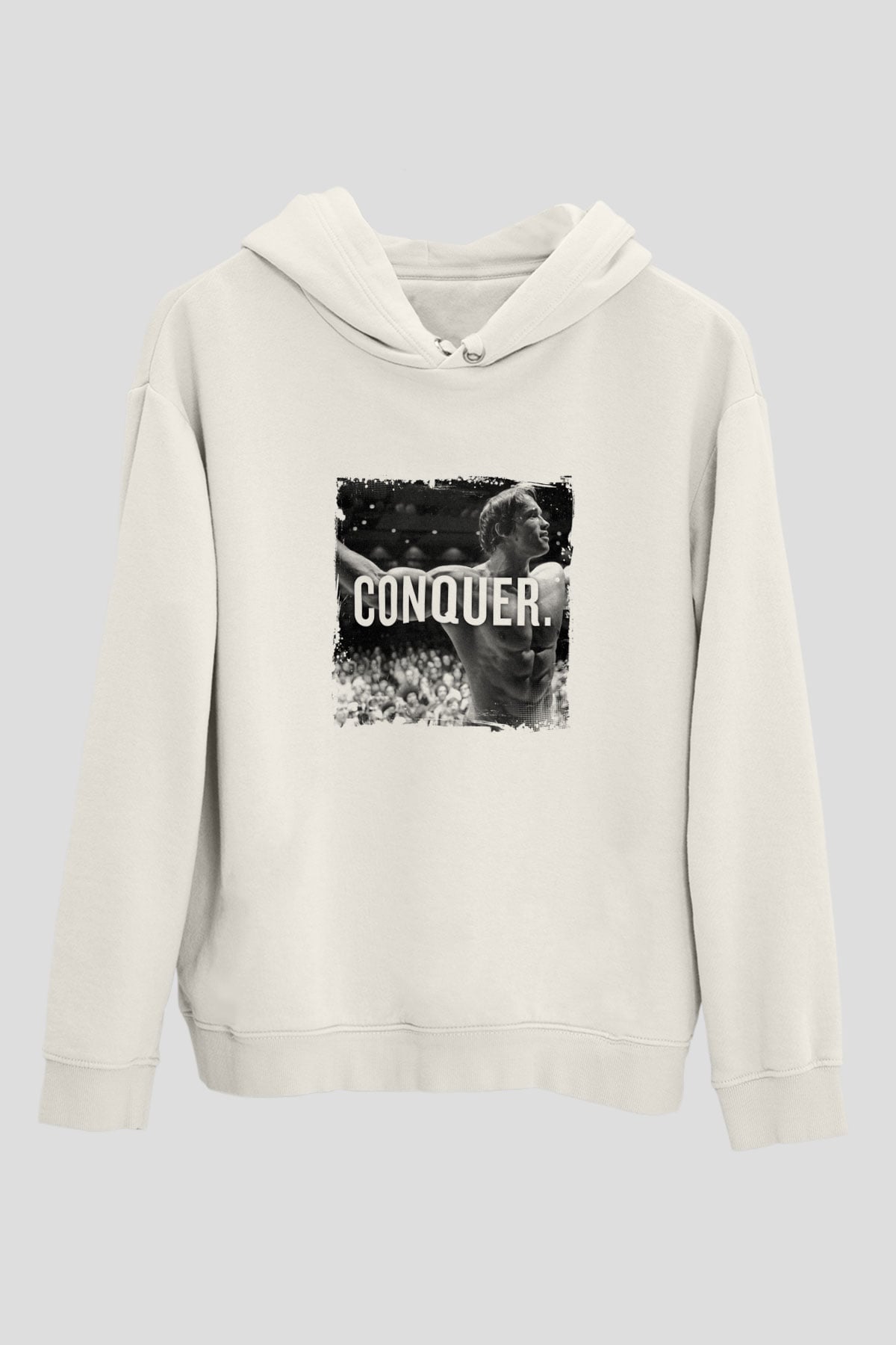 Arnold Schwarzenegger Unisex Baskılı Beyaz Kapüşonlu Sweatshirt