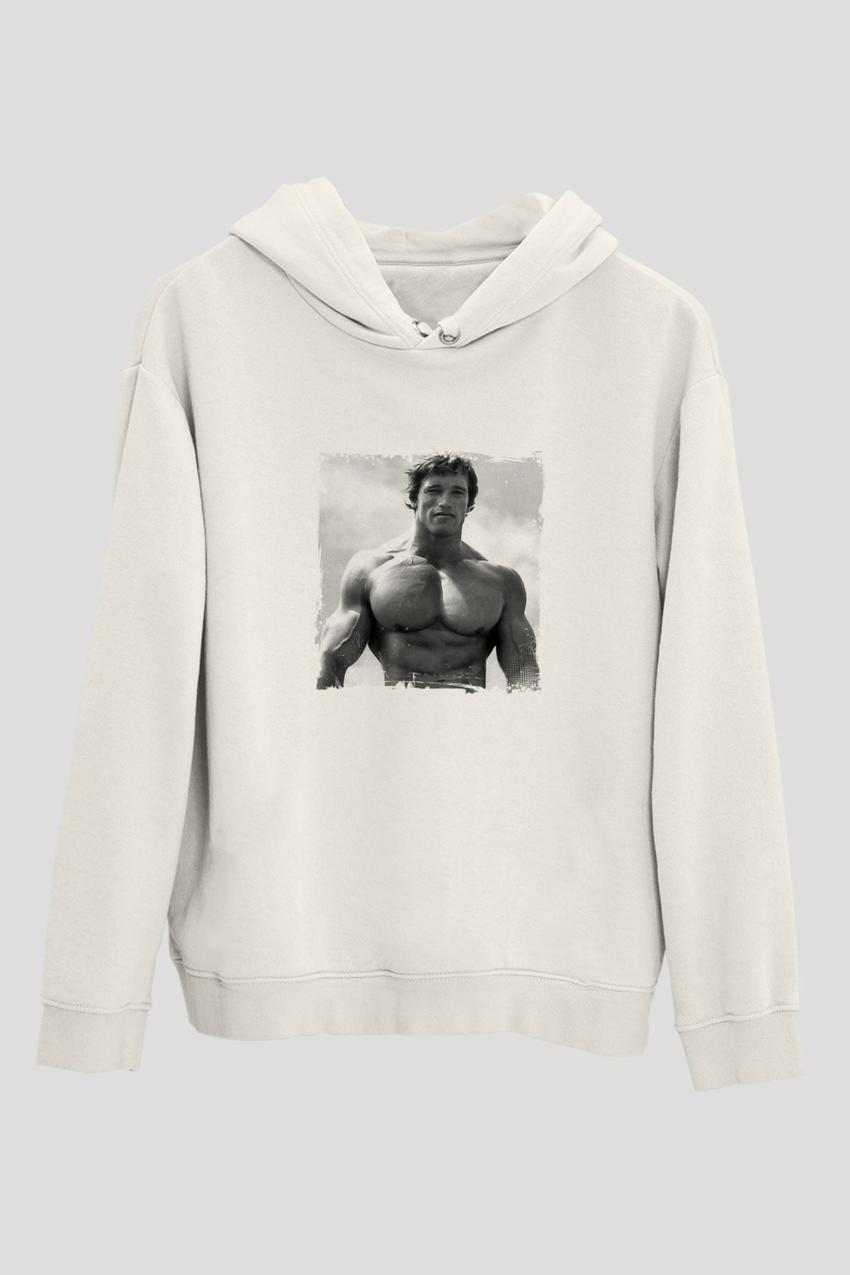Arnold Schwarzenegger Unisex Baskılı Beyaz Kapüşonlu Sweatshirt