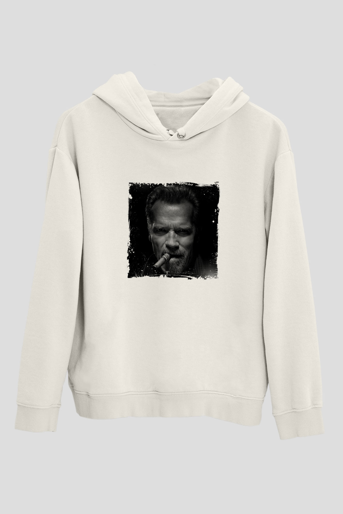Arnold Schwarzenegger Unisex Baskılı Beyaz Kapüşonlu Sweatshirt