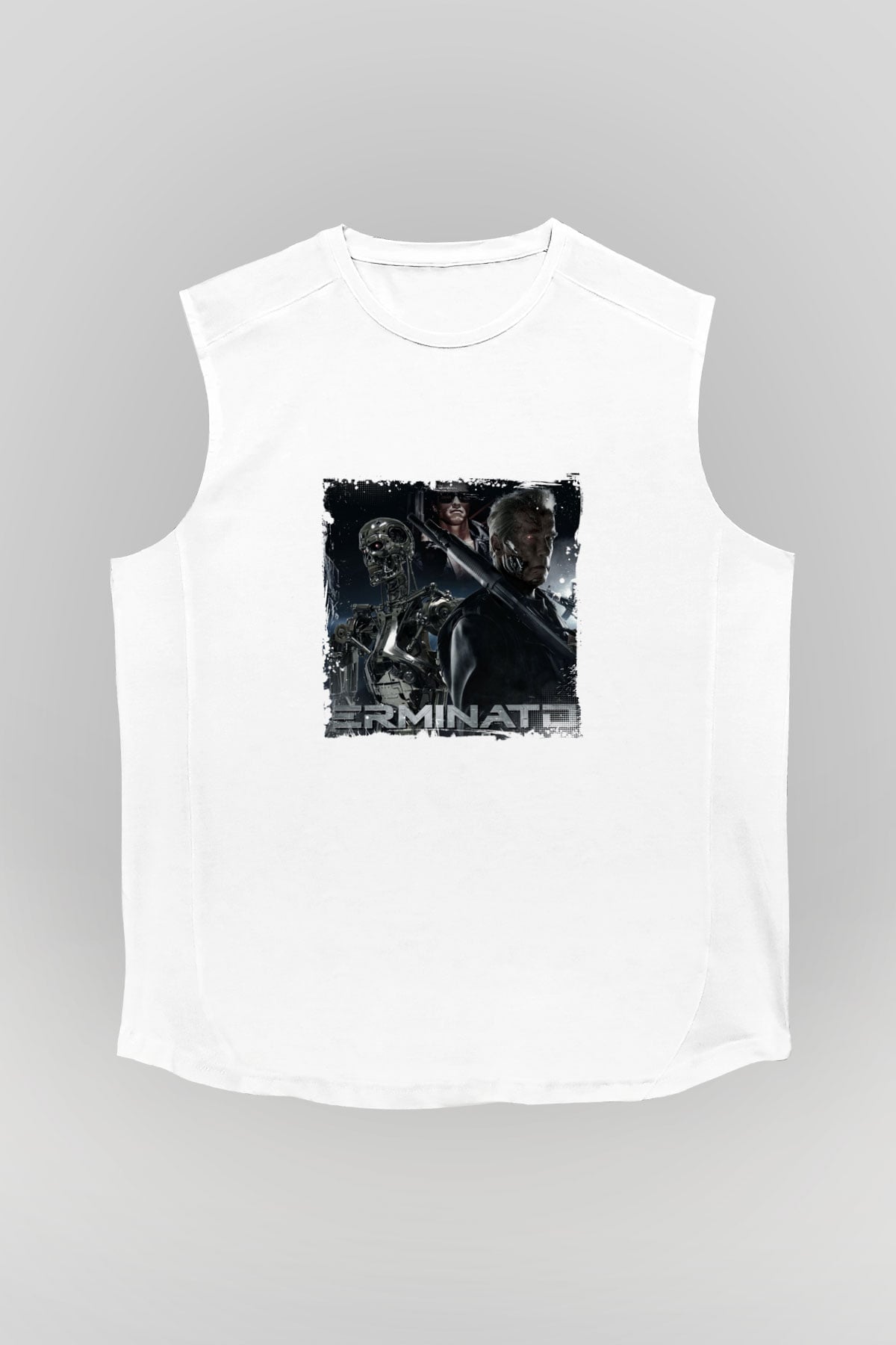 Arnold Schwarzenegger Unisex Baskılı Beyaz Kolsuz Tişört