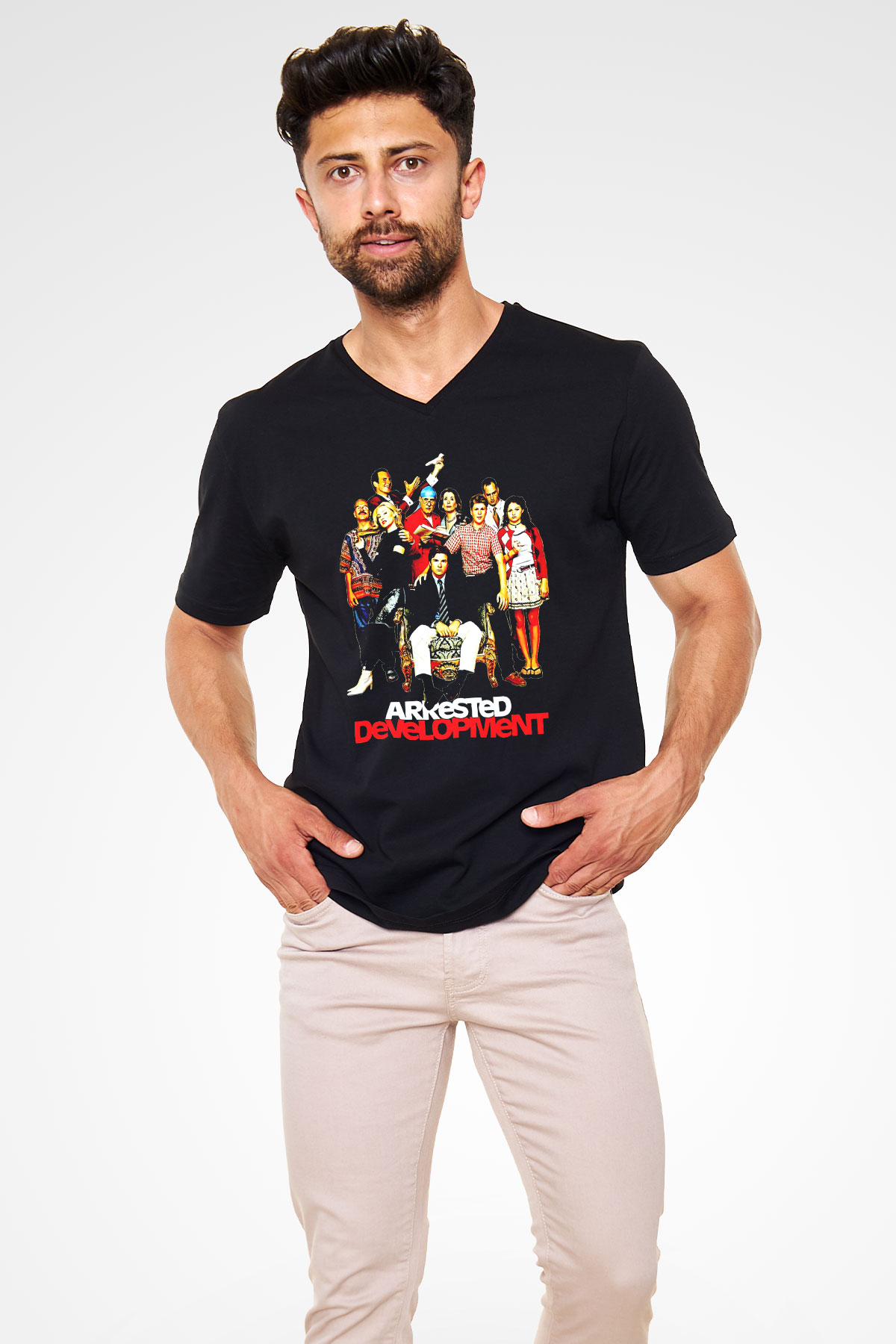 Arrested Development Siyah Unisex V Yaka Tişört