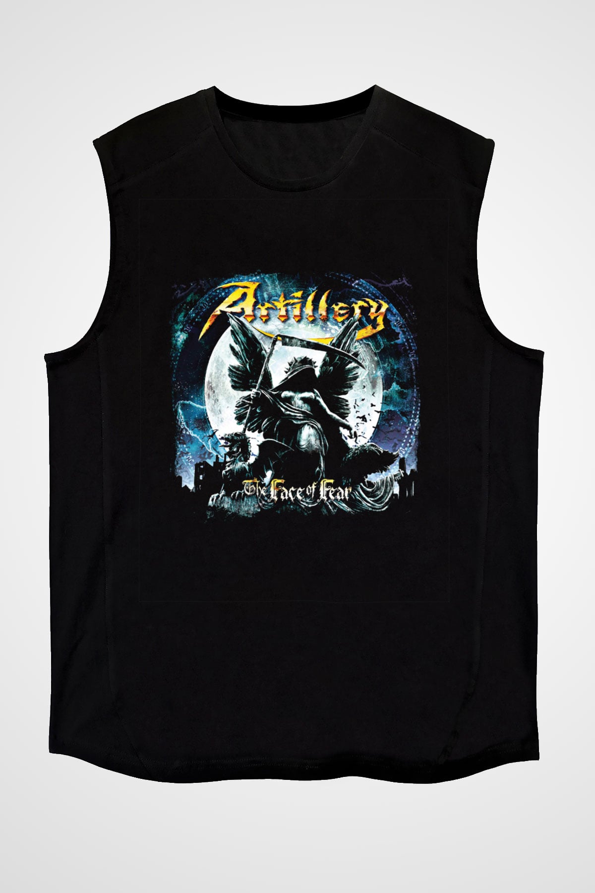 Artillery Baskılı Unisex Siyah Kolsuz Tişört