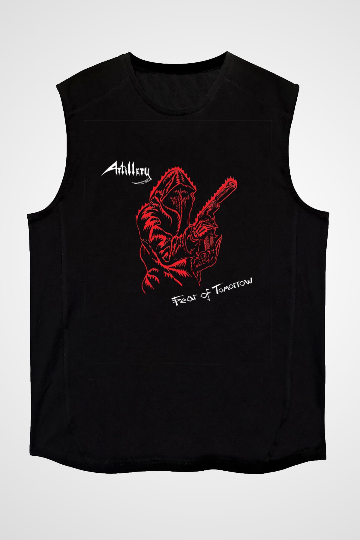 Artillery Baskılı Unisex Siyah Kolsuz Tişört