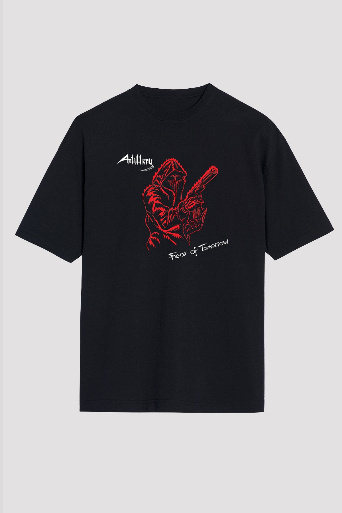 Artillery Baskılı Unisex Siyah Oversize Tişört